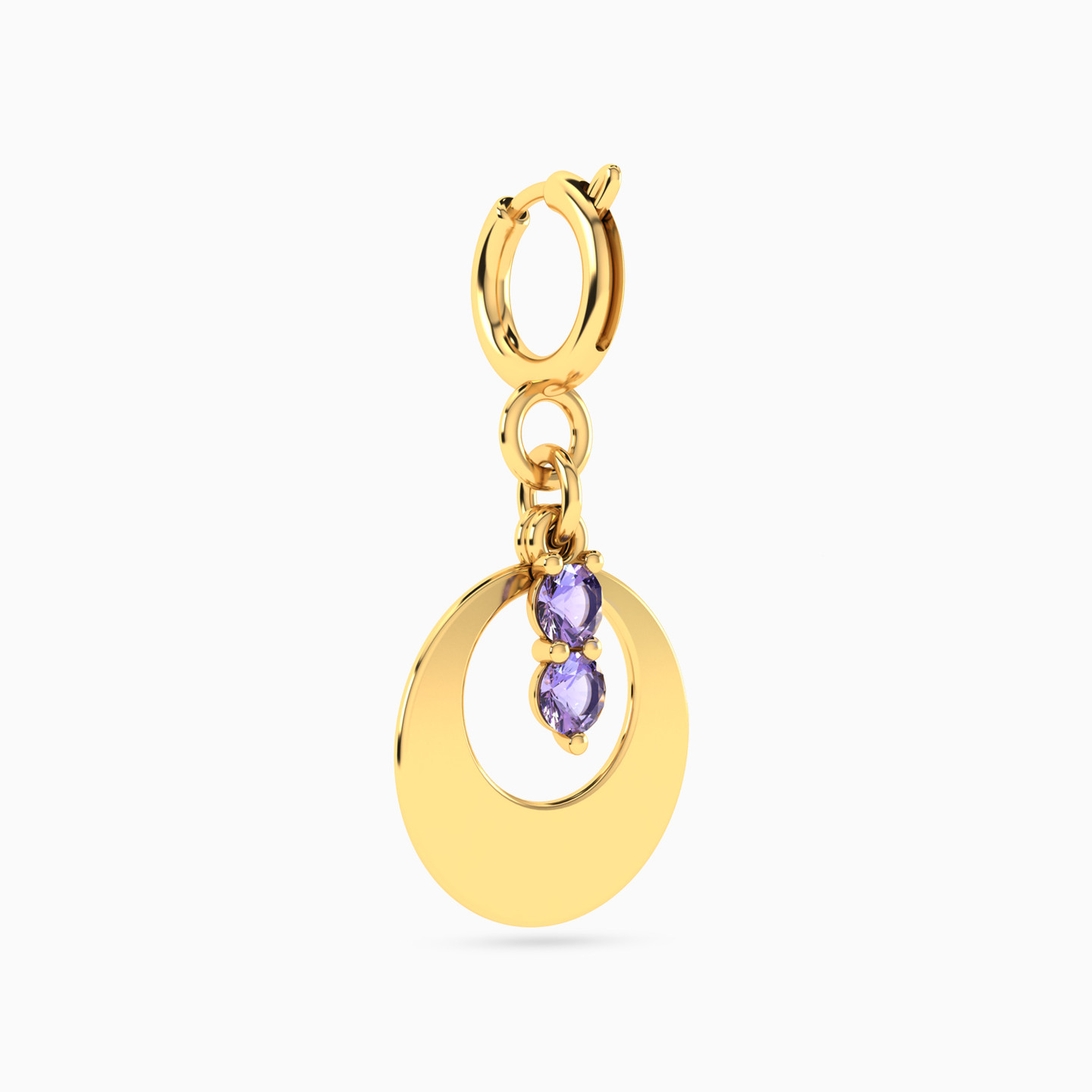 Circle Purple Stone Charm in 18K Gold - 3 Circle Purple Stone Charm in 18K Gold - 3
