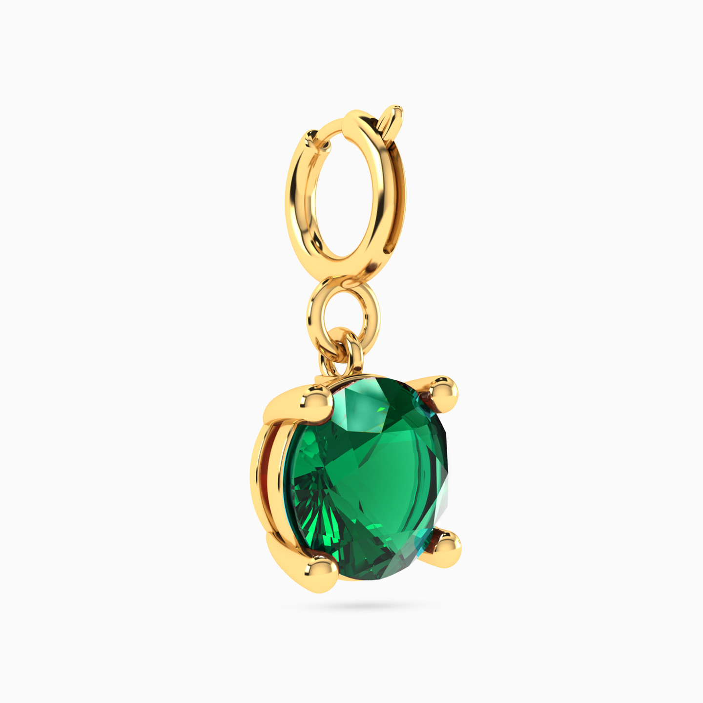 Round Green Stones Charm in 18K Gold - 3 Round Green Stones Charm in 18K Gold - 3