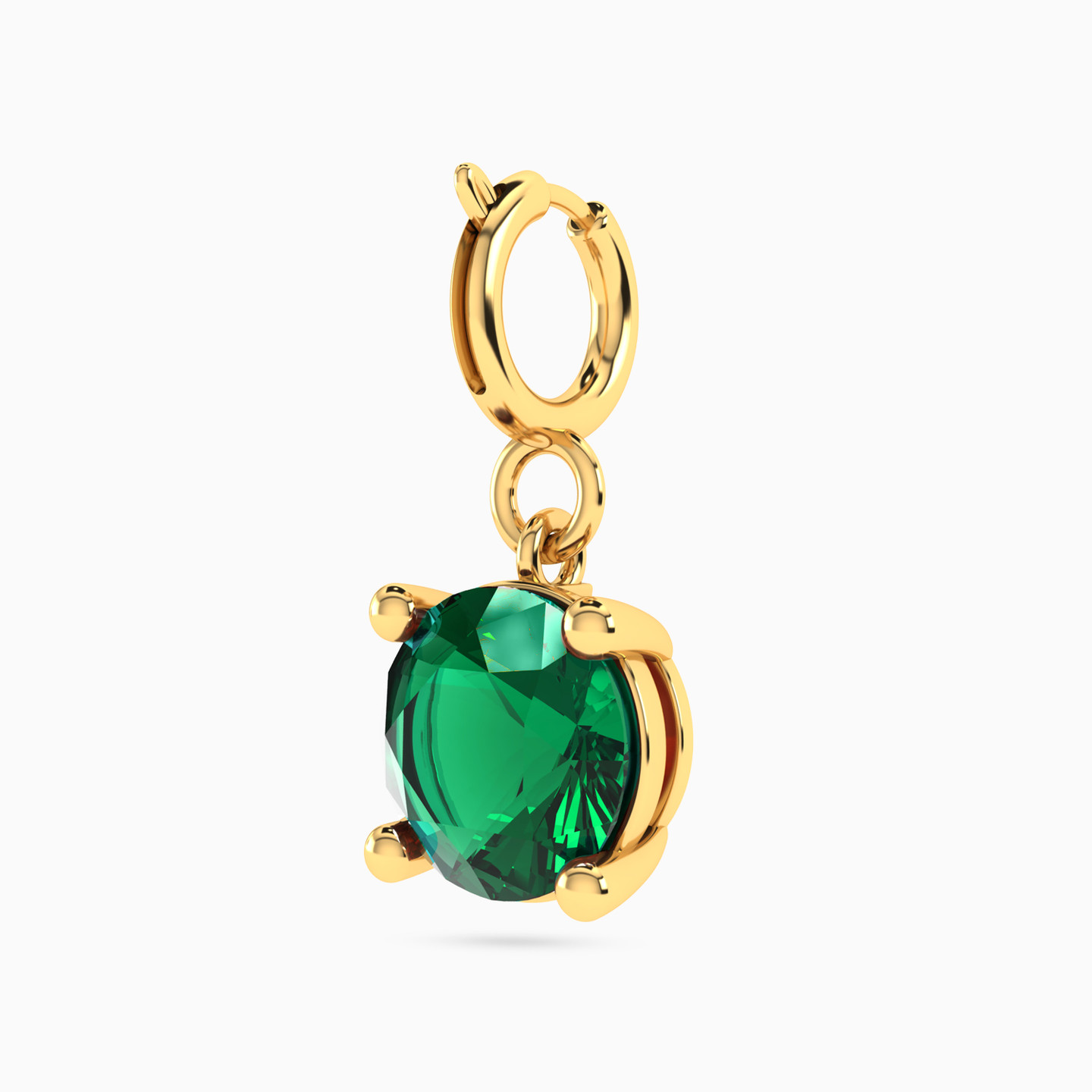Round Green Stones Charm in 18K Gold - 2 Round Green Stones Charm in 18K Gold - 2