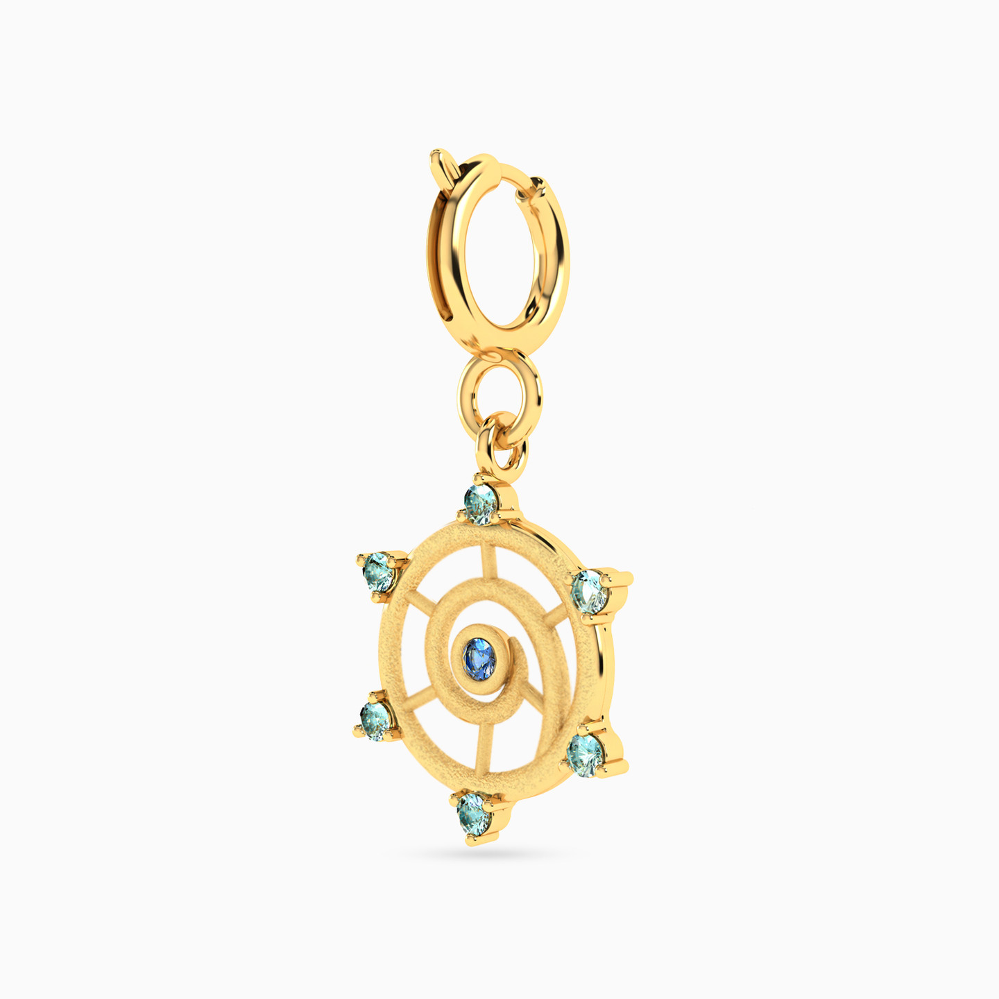 دلاية ذهب دفة عيار 18 قيراط مزينة بحجر أخضر - 2 دلاية ذهب دفة عيار 18 قيراط مزينة بحجر أخضر - 2