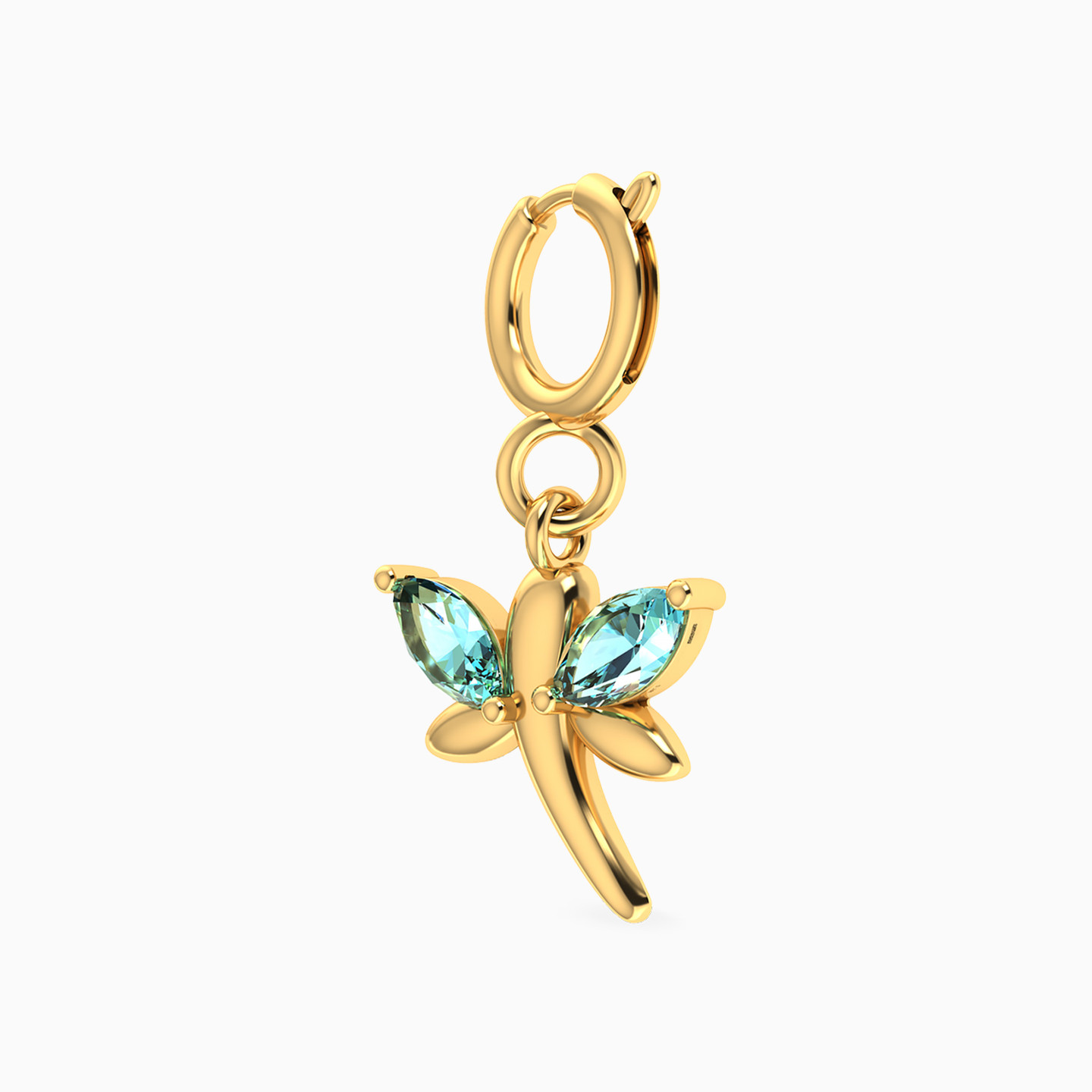 Dragonfly Colored Stones Charm in 18K Gold - 2 Dragonfly Colored Stones Charm in 18K Gold - 2