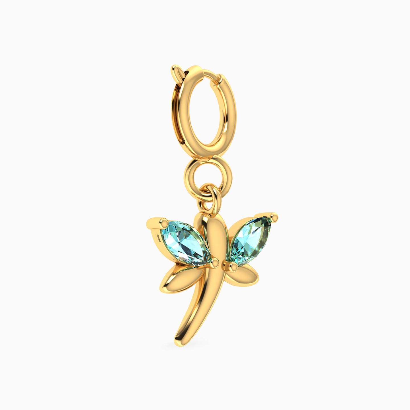 Dragonfly Colored Stones Charm in 18K Gold - 3 Dragonfly Colored Stones Charm in 18K Gold - 3