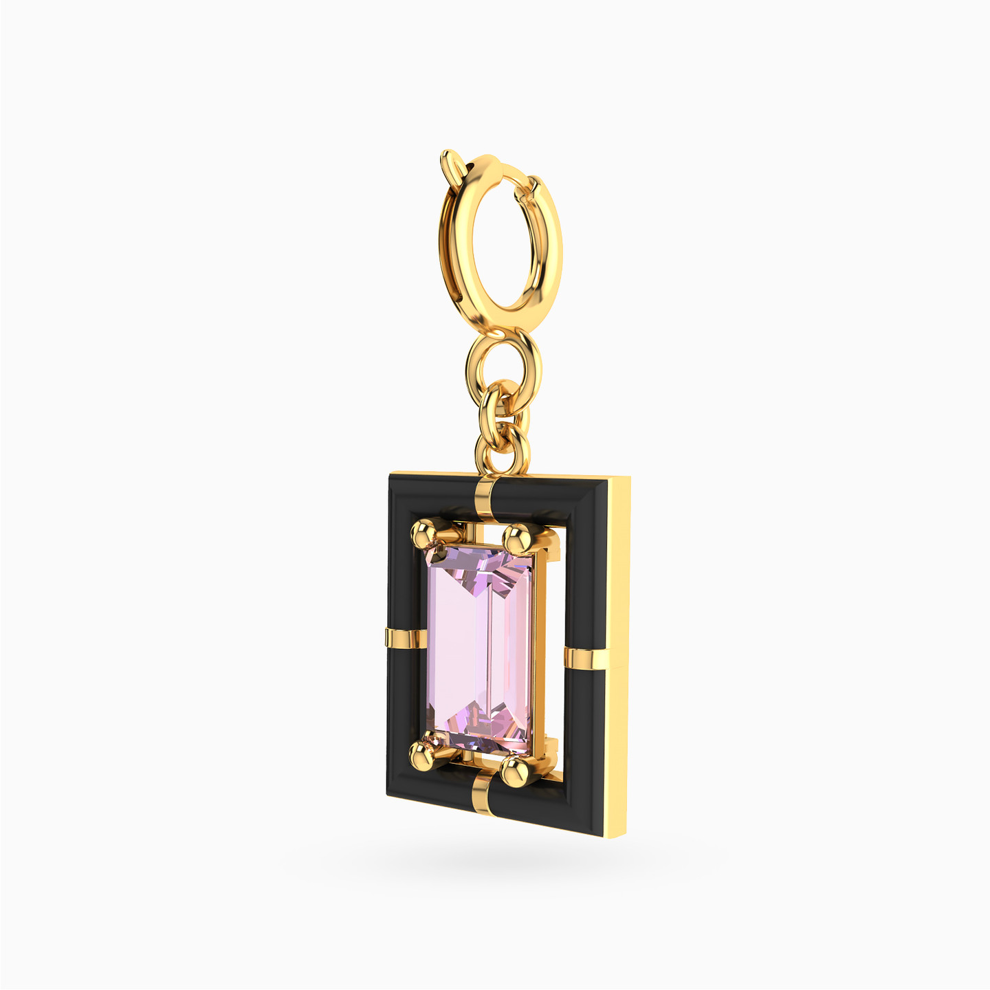 Rectangle Enamel Coated Charm in 18K Gold - 2 Rectangle Enamel Coated Charm in 18K Gold - 2