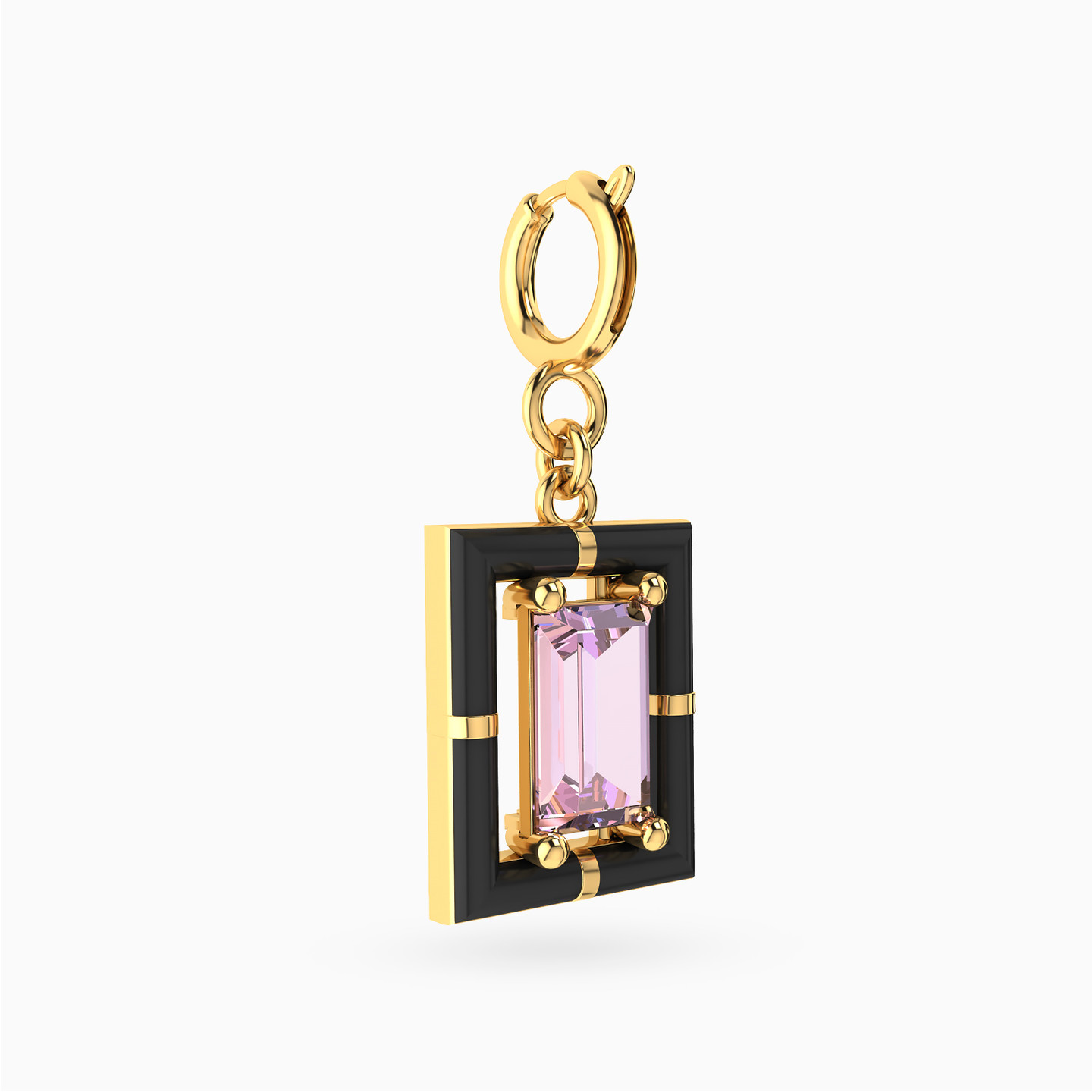 Rectangle Enamel Coated Charm in 18K Gold - 3 Rectangle Enamel Coated Charm in 18K Gold - 3