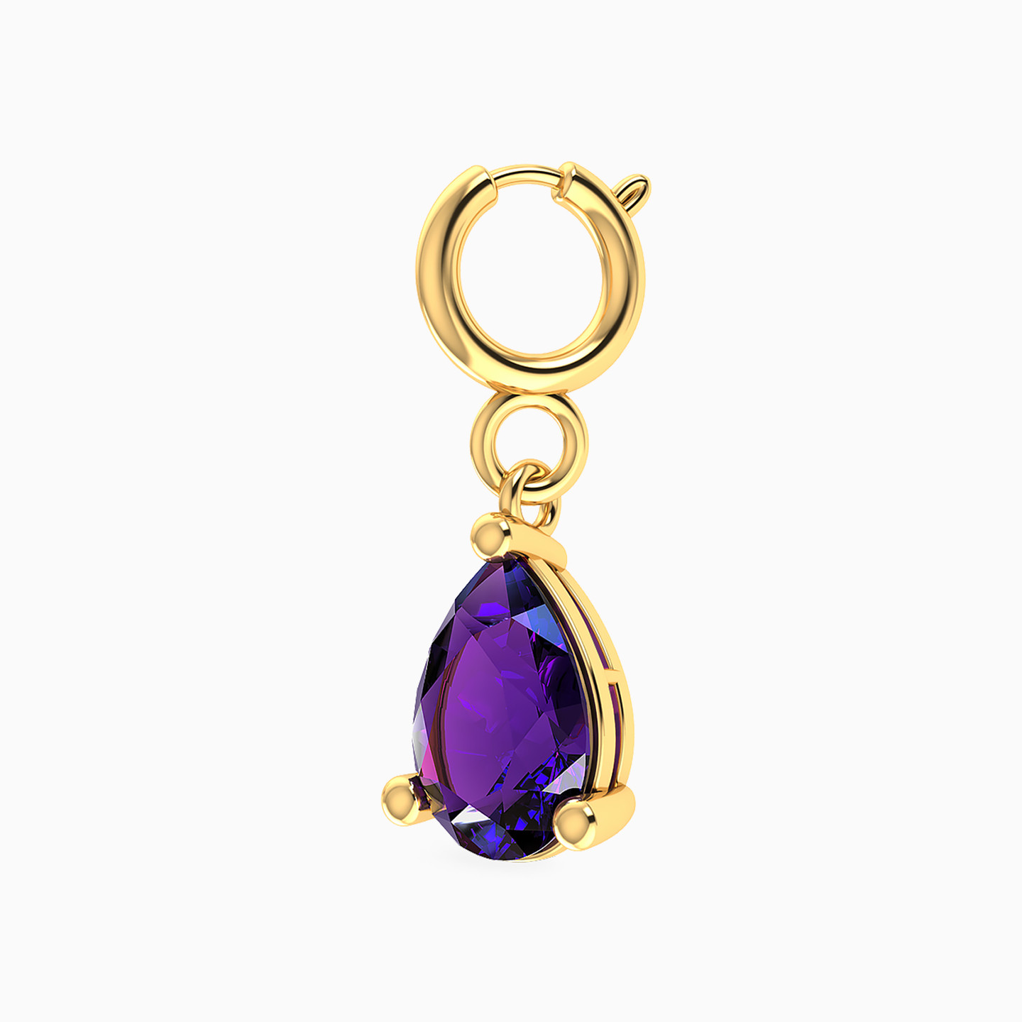 دلاية ذهب كمثري عيار 18 قيراط مزينة بحجر بنفسجي - 2 دلاية ذهب كمثري عيار 18 قيراط مزينة بحجر بنفسجي - 2