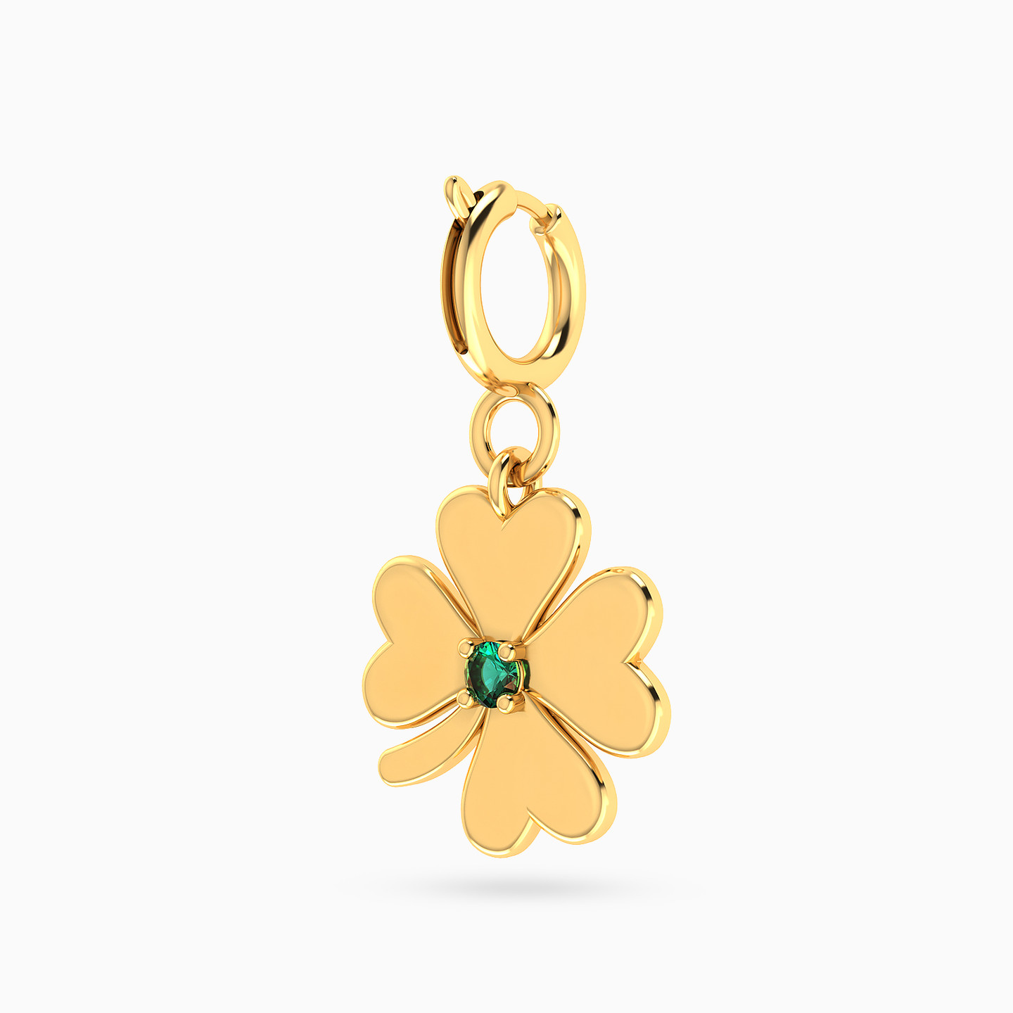 Clover Green Stones Charm in 18K Gold - 2 Clover Green Stones Charm in 18K Gold - 2