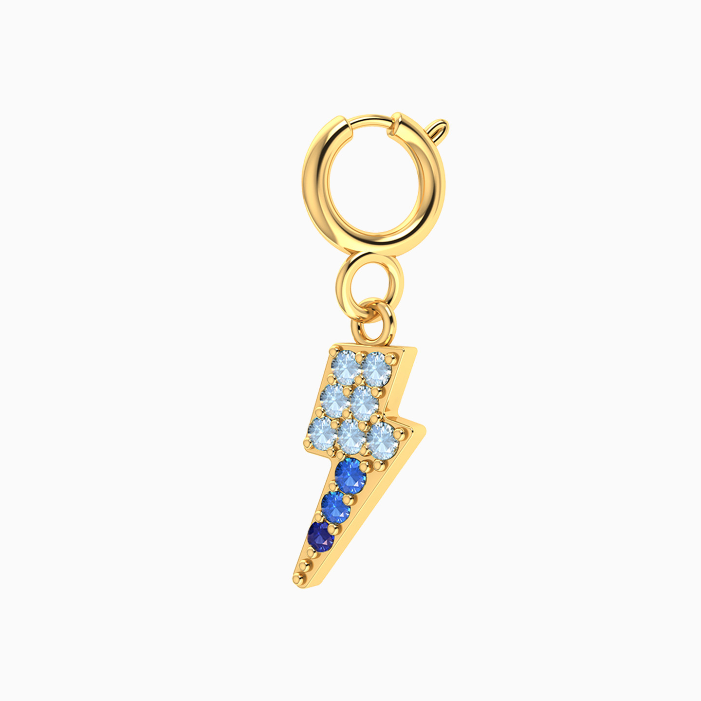 Lightning Bolt Colored Stones Charm in 18K Gold - 2 Lightning Bolt Colored Stones Charm in 18K Gold - 2