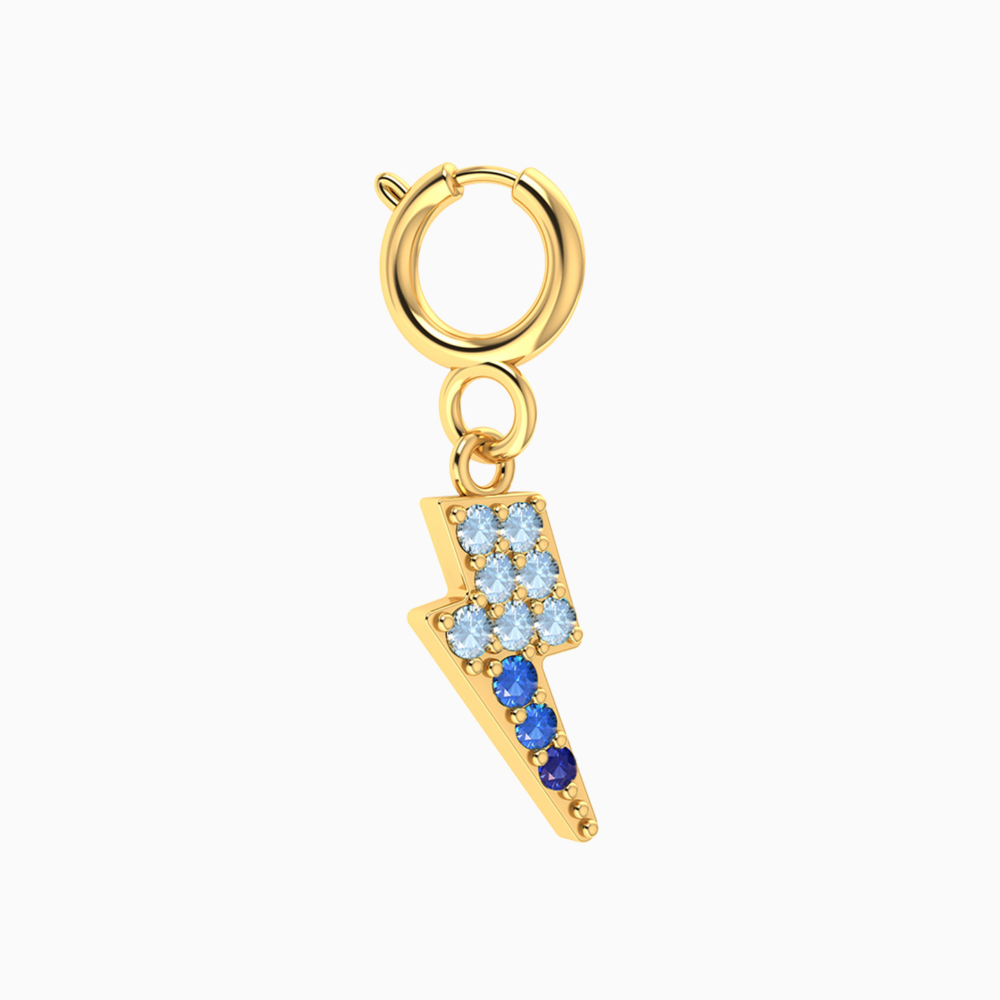 Lightning Bolt Colored Stones Charm in 18K Gold - 3 Lightning Bolt Colored Stones Charm in 18K Gold - 3