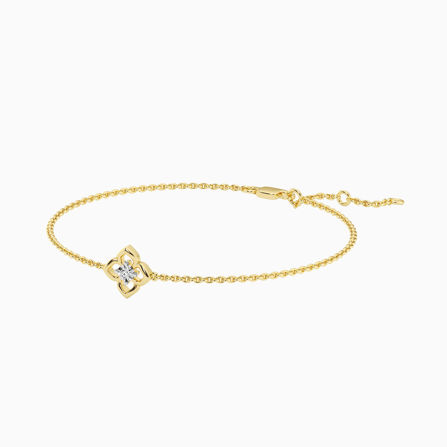 Flower Lab Grown Diamonds Gold Plated Chain Bracelet - 2 Flower Lab Grown Diamonds Gold Plated Chain Bracelet - 2