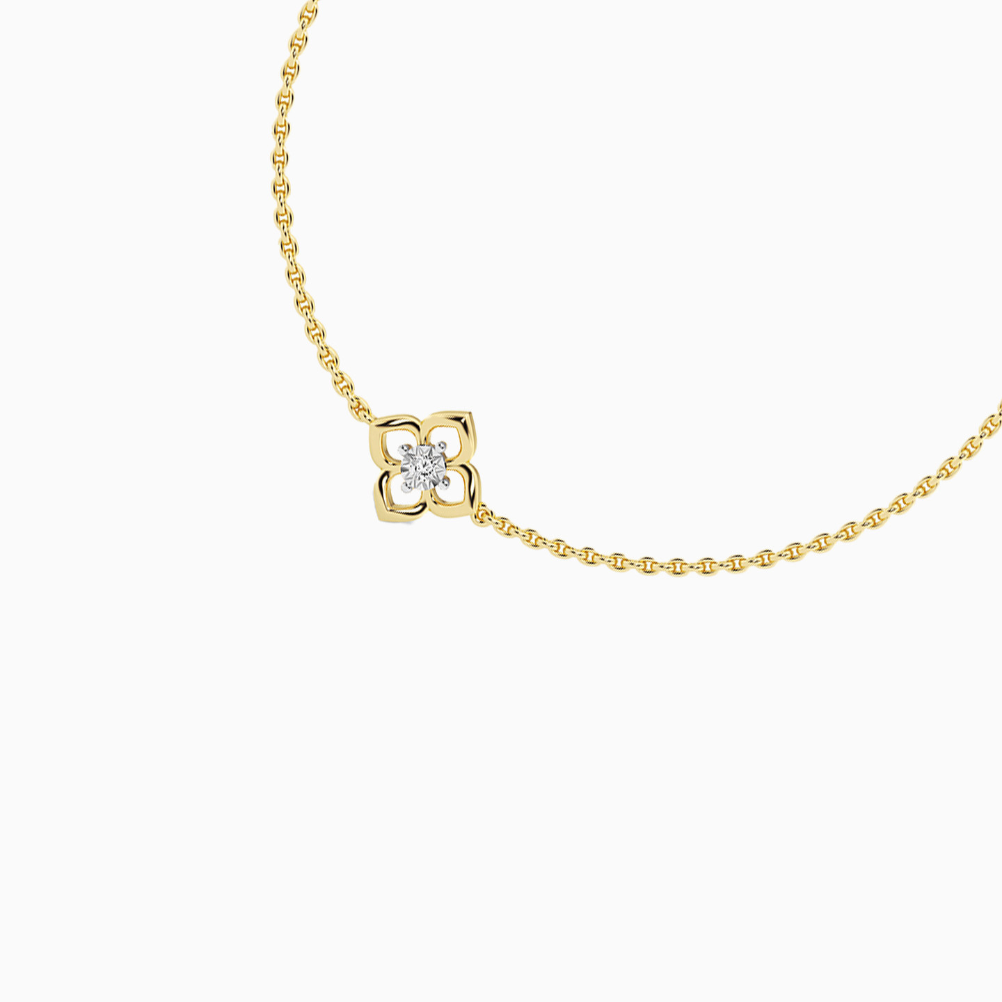 Flower Cubic Zirconia Yellow Gold Plated Chain Bracelet - 3 Flower Cubic Zirconia Yellow Gold Plated Chain Bracelet - 3