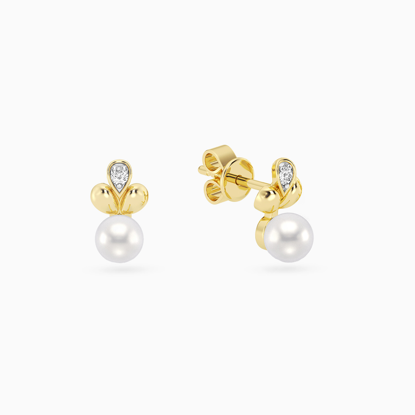 Circle Lab Grown Diamonds & Pearl Gold Plated Stud Earrings Circle Lab Grown Diamonds & Pearl Gold Plated Stud Earrings