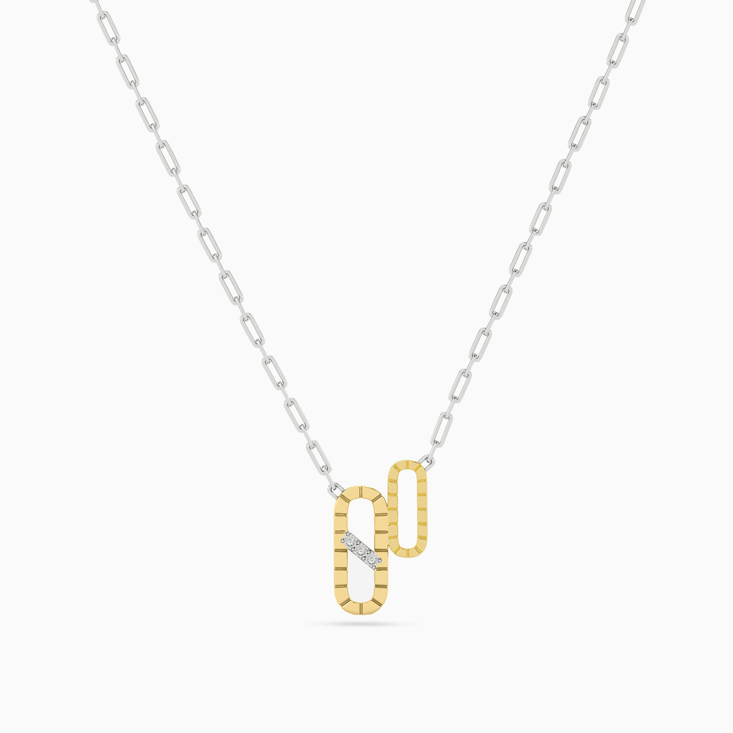 Oval Lab Grown Diamonds Gold Plated Necklace - 2 Oval Lab Grown Diamonds Gold Plated Necklace - 2
