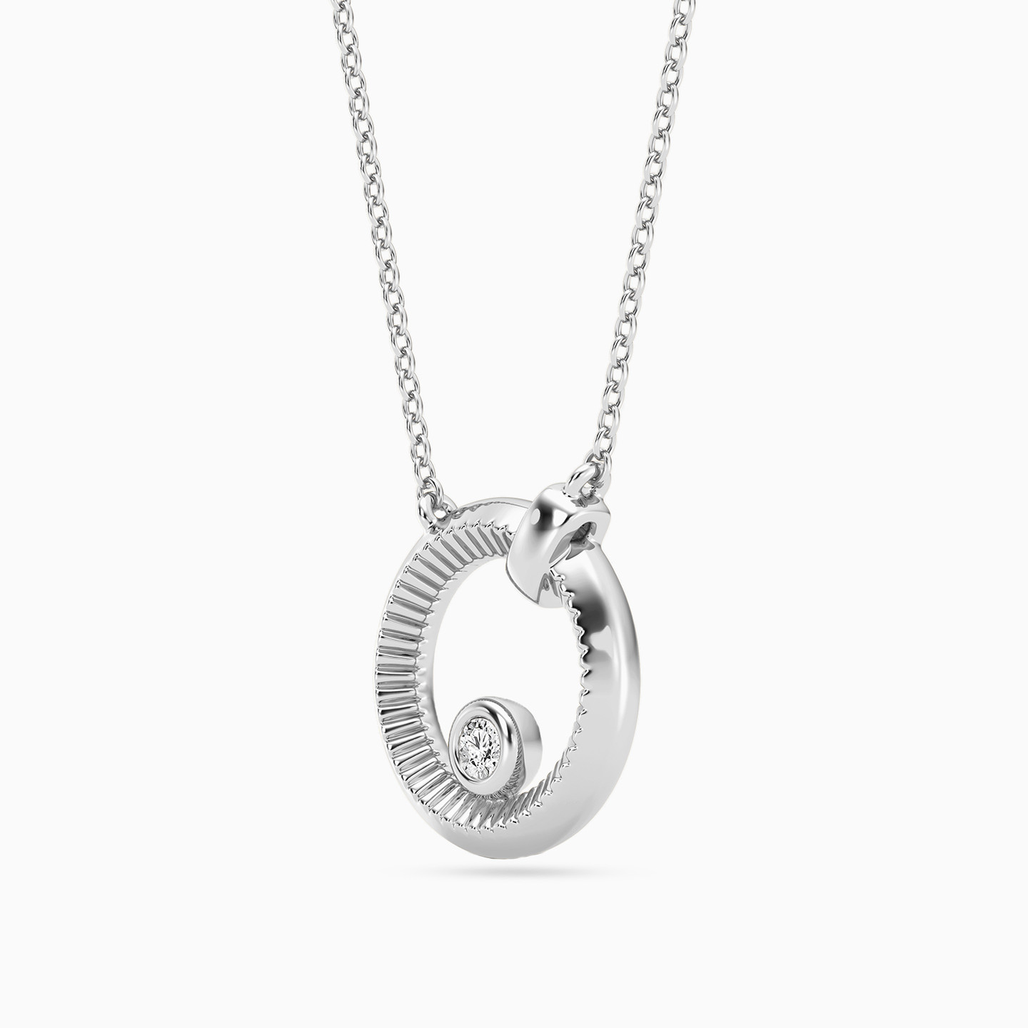 سلسلة فضة إسترليني دائرية مزينة بألماس مختبرات - 2 سلسلة فضة إسترليني دائرية مزينة بألماس مختبرات - 2