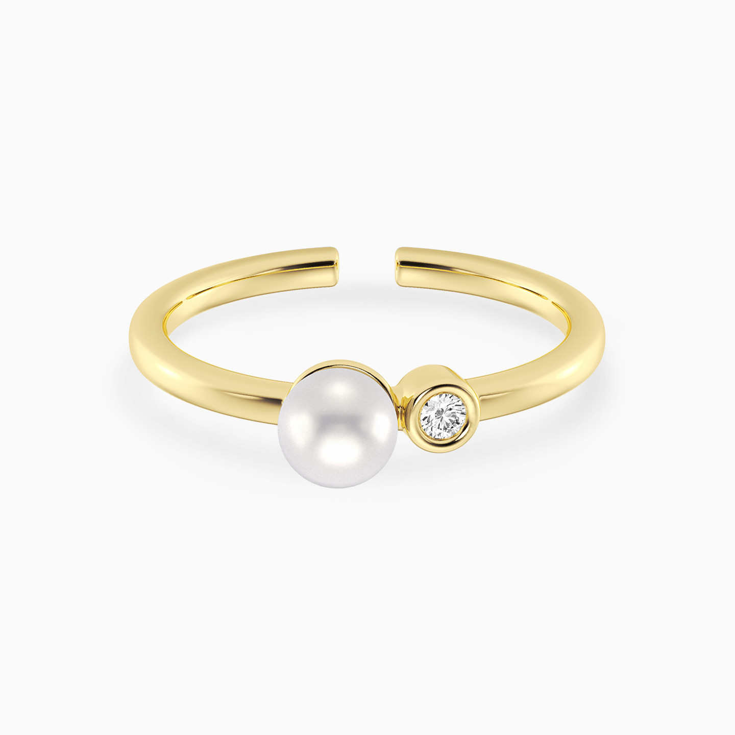 Circle Lab Grown Diamonds & Pearl Gold Plated Ring Circle Lab Grown Diamonds & Pearl Gold Plated Ring