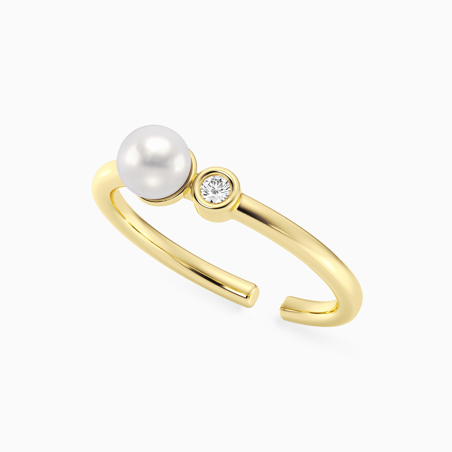 Circle Lab Grown Diamonds & Pearl Gold Plated Ring - 2 Circle Lab Grown Diamonds & Pearl Gold Plated Ring - 2