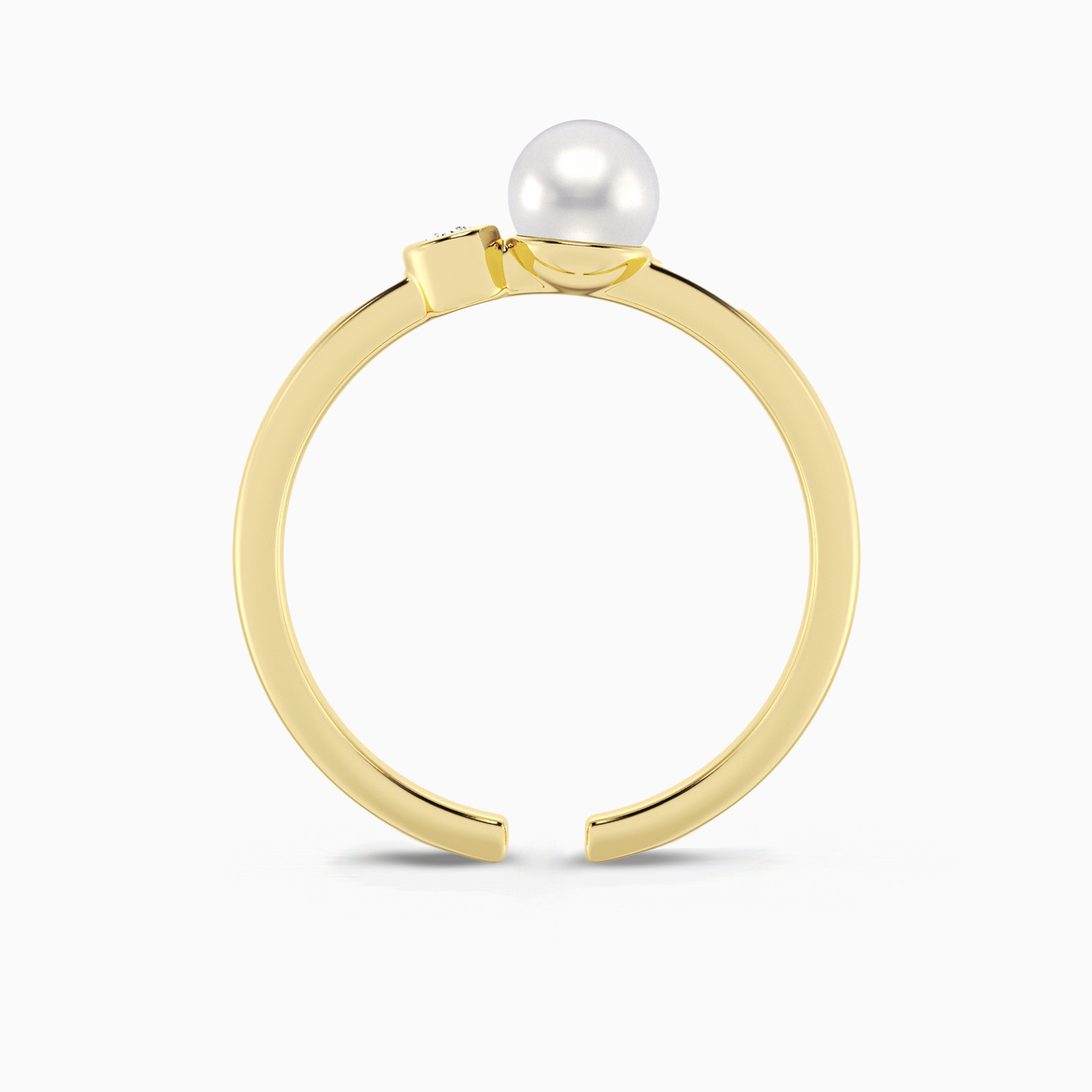 Circle Lab Grown Diamonds & Pearl Gold Plated Ring - 3 Circle Lab Grown Diamonds & Pearl Gold Plated Ring - 3