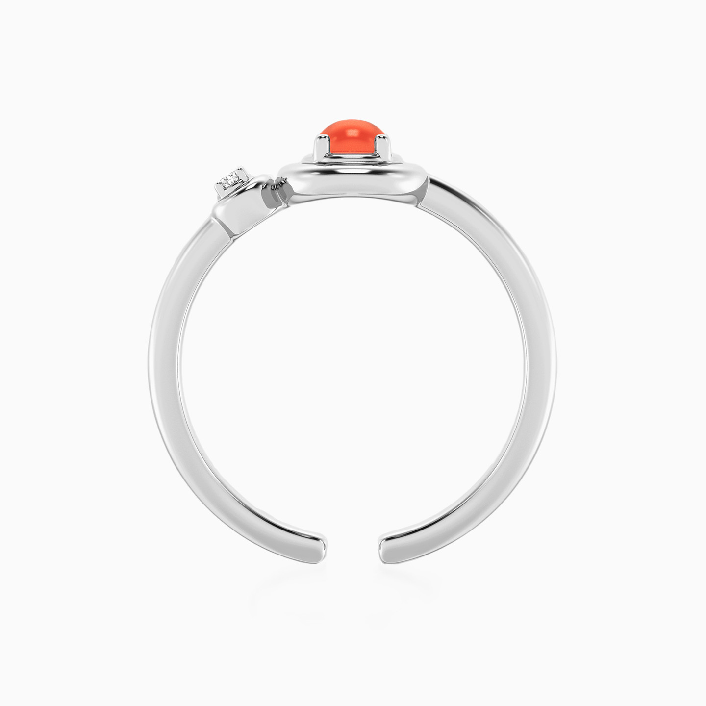خاتم فضة إسترليني دائري مزين بألماس مختبرات وحجر برتقالي - 4 خاتم فضة إسترليني دائري مزين بألماس مختبرات وحجر برتقالي - 4