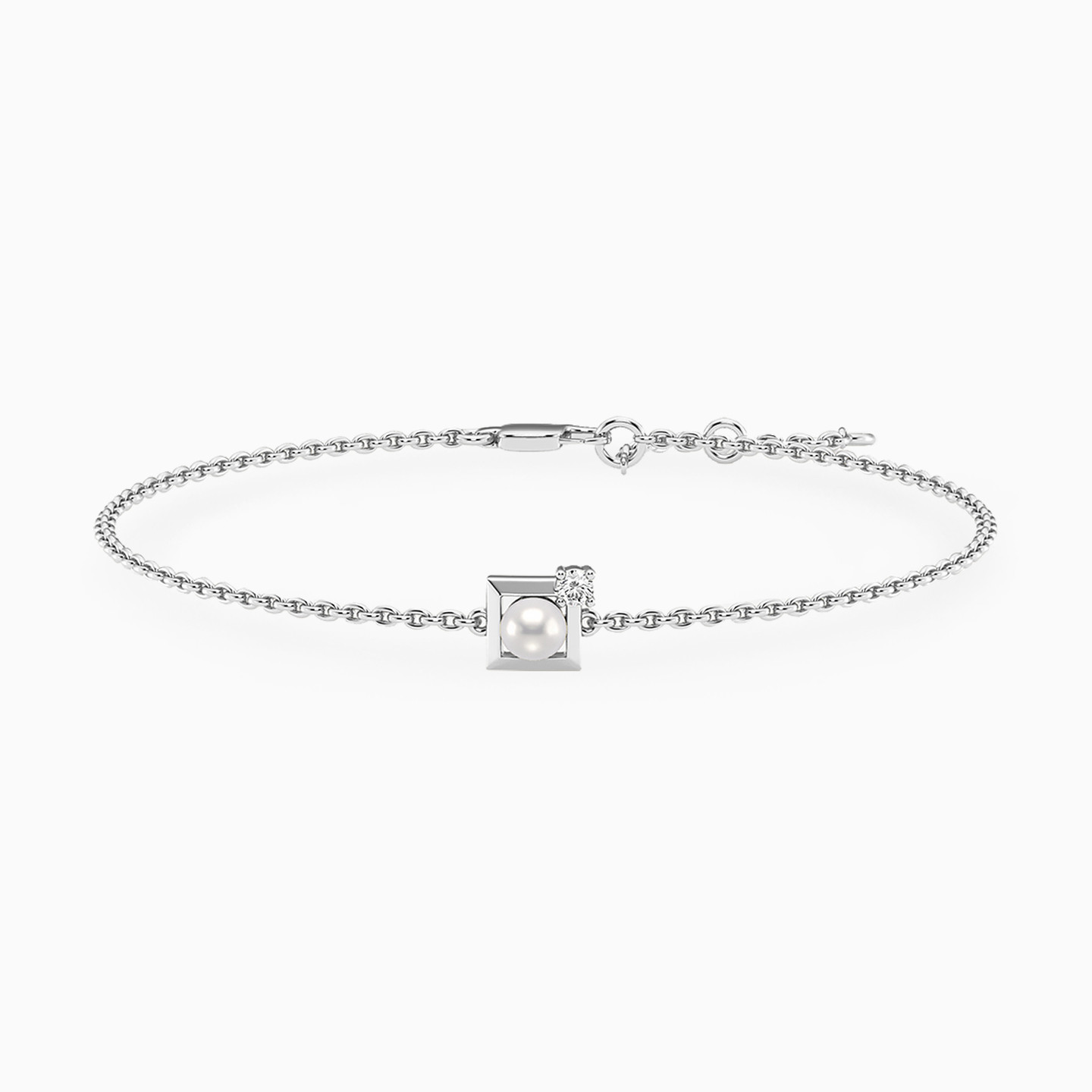 أسورة بسلسلة فضة إسترليني مزينة بألماس مختبرات متعددة الأشكال أسورة بسلسلة فضة إسترليني مزينة بألماس مختبرات متعددة الأشكال