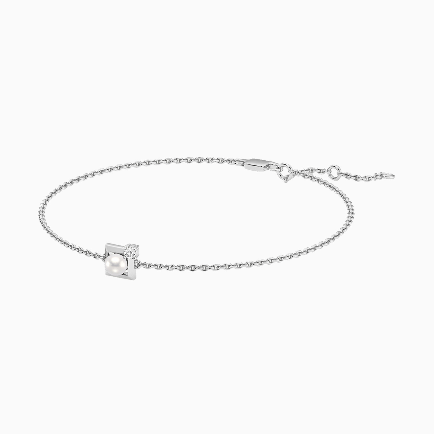 أسورة بسلسلة فضة إسترليني مزينة بألماس مختبرات متعددة الأشكال - 2 أسورة بسلسلة فضة إسترليني مزينة بألماس مختبرات متعددة الأشكال - 2