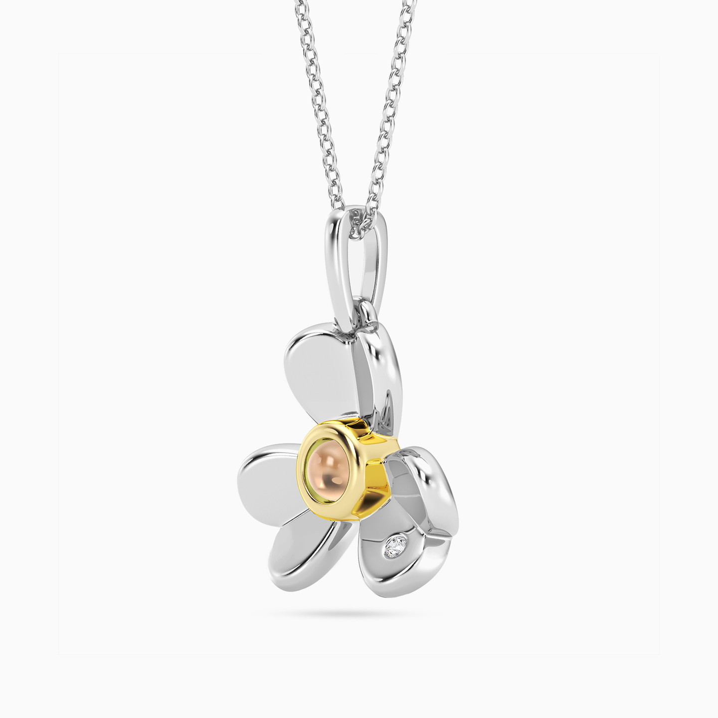 Flower Lab Grown Diamonds Sterling Silver Necklace - 2 Flower Lab Grown Diamonds Sterling Silver Necklace - 2