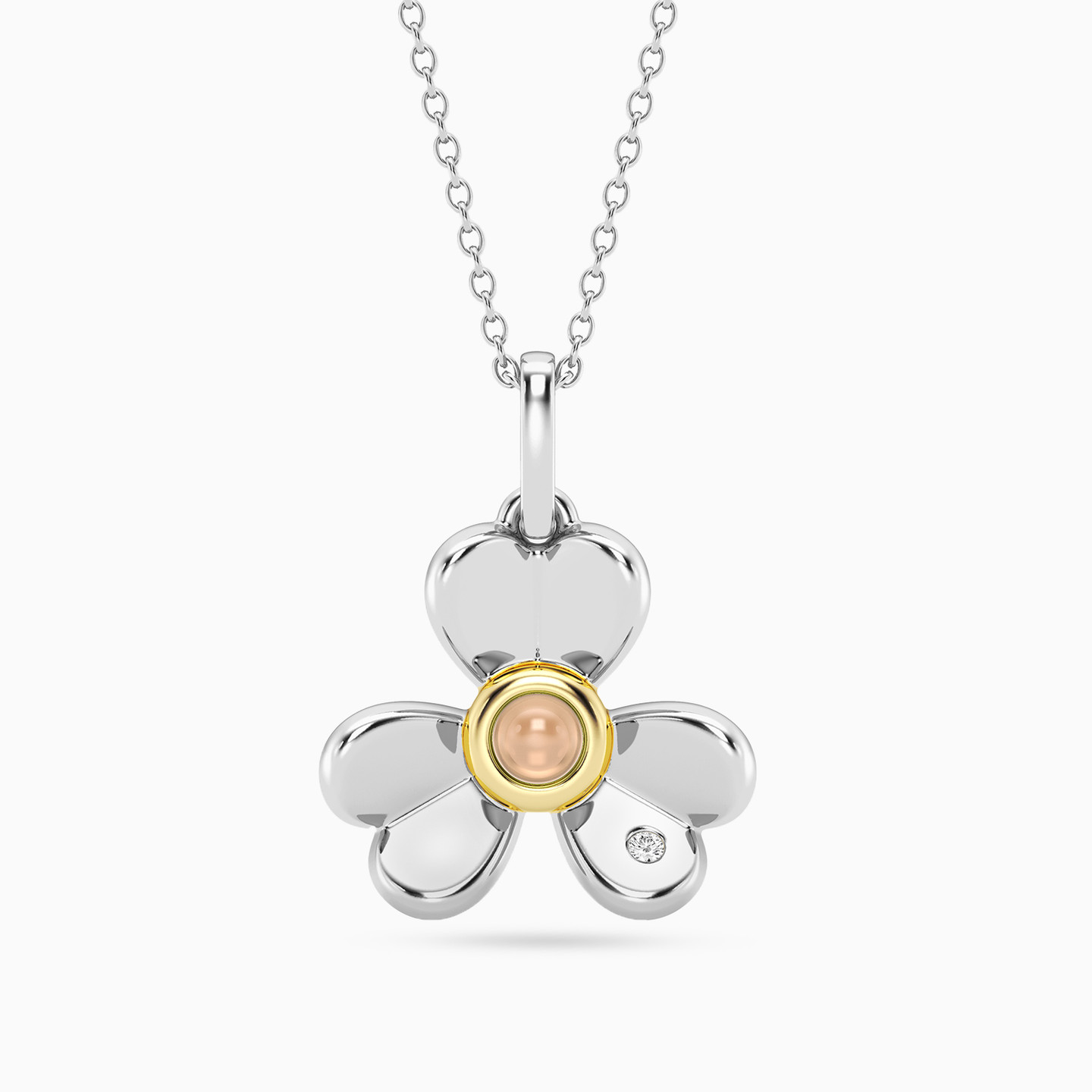 سلسلة فضة إسترليني زهرة مزينة بألماس مختبرات  