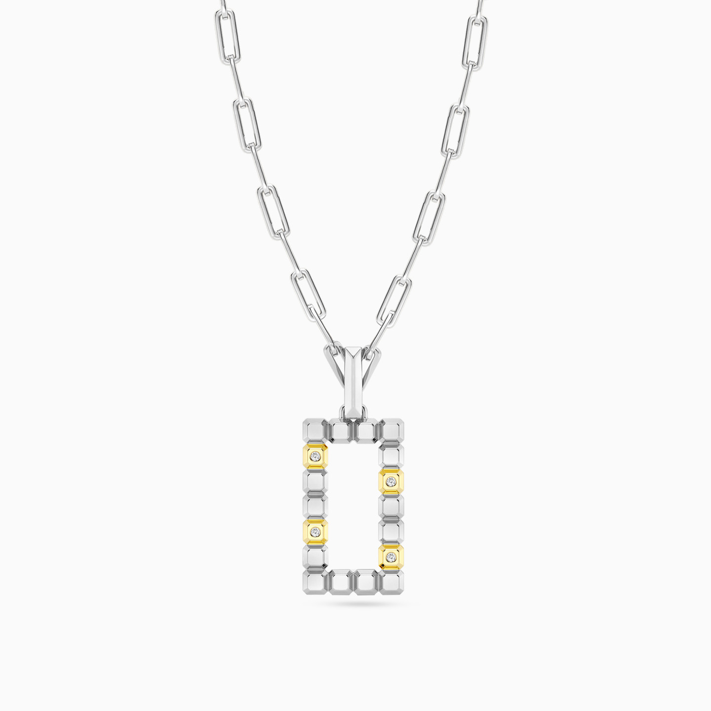 سلسلة فضة إسترليني مستطيلة مزينة بألماس مختبرات   - 3