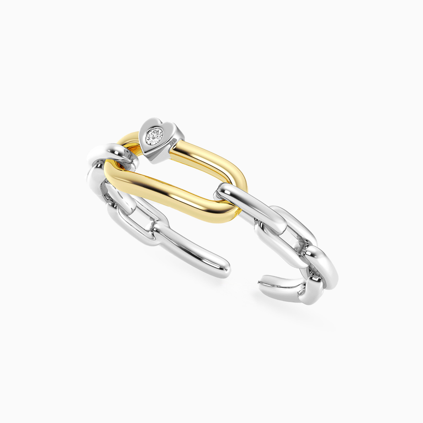 Link Lab Grown Diamonds Sterling Silver Ring - 2 Link Lab Grown Diamonds Sterling Silver Ring - 2