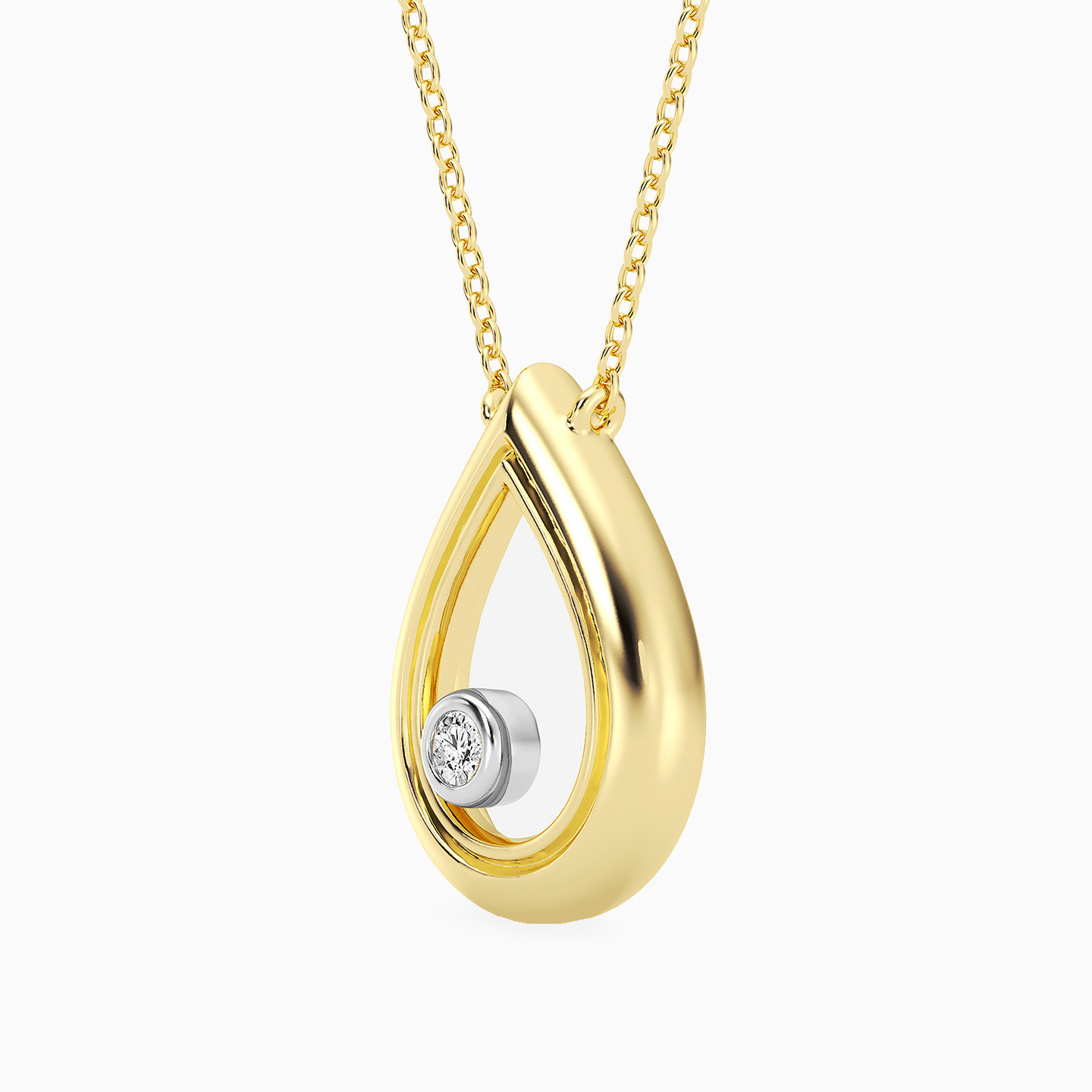 Pear Lab Grown Diamonds Gold Plated Necklace - 2 Pear Lab Grown Diamonds Gold Plated Necklace - 2