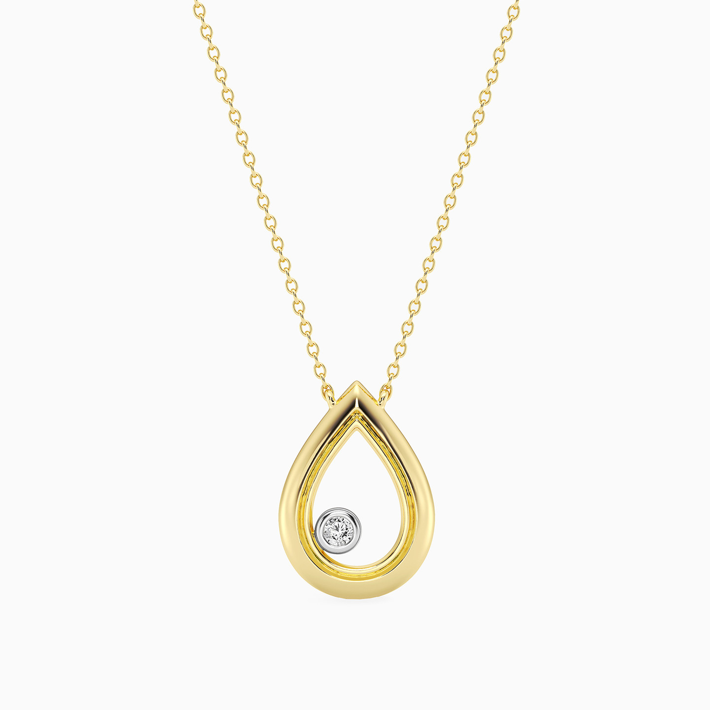 سلسلة مطلية بالذهب شكل قطرة مزينة بألماس مختبرات   - 3