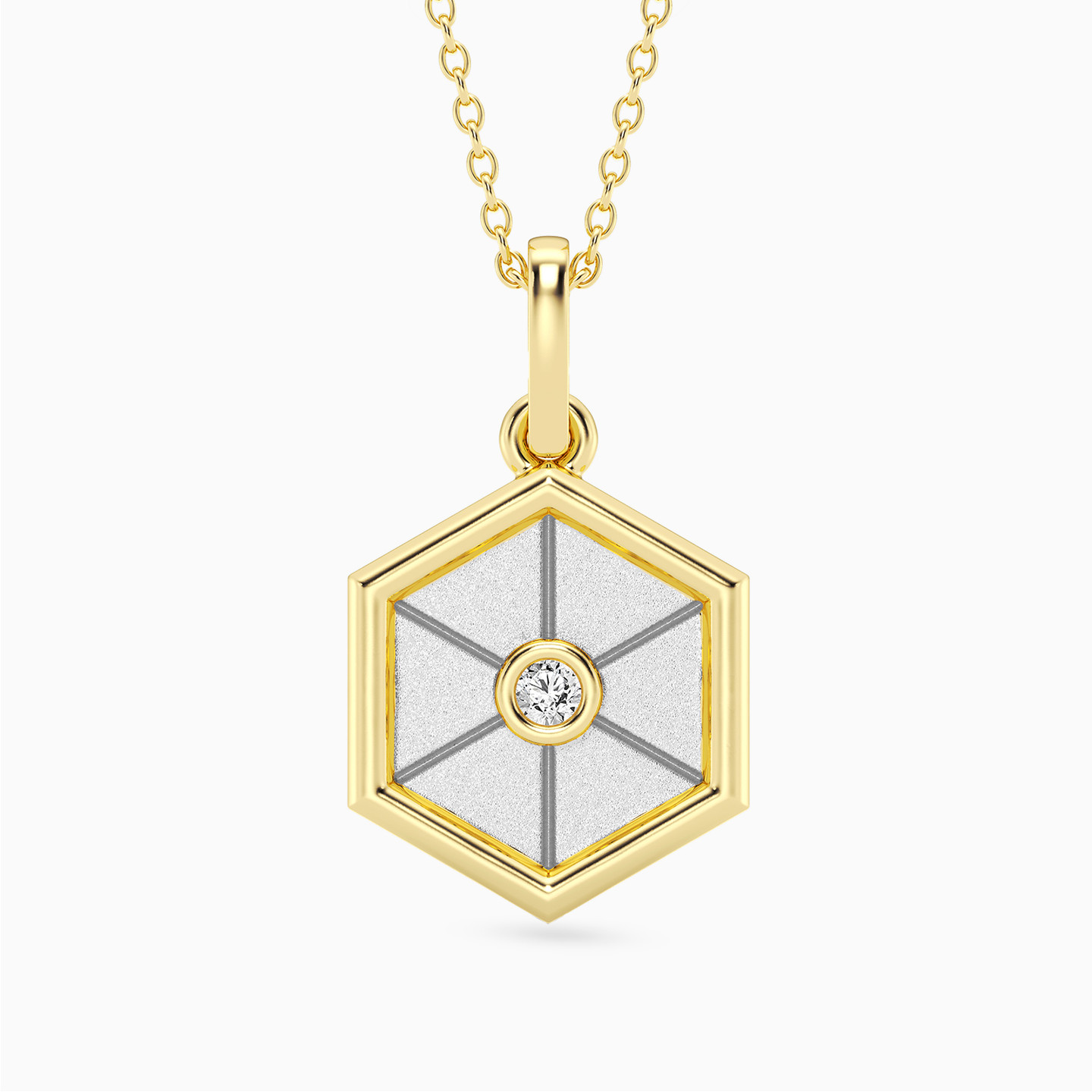 Hexagon Lab Grown Diamonds Gold Plated Necklace Hexagon Lab Grown Diamonds Gold Plated Necklace