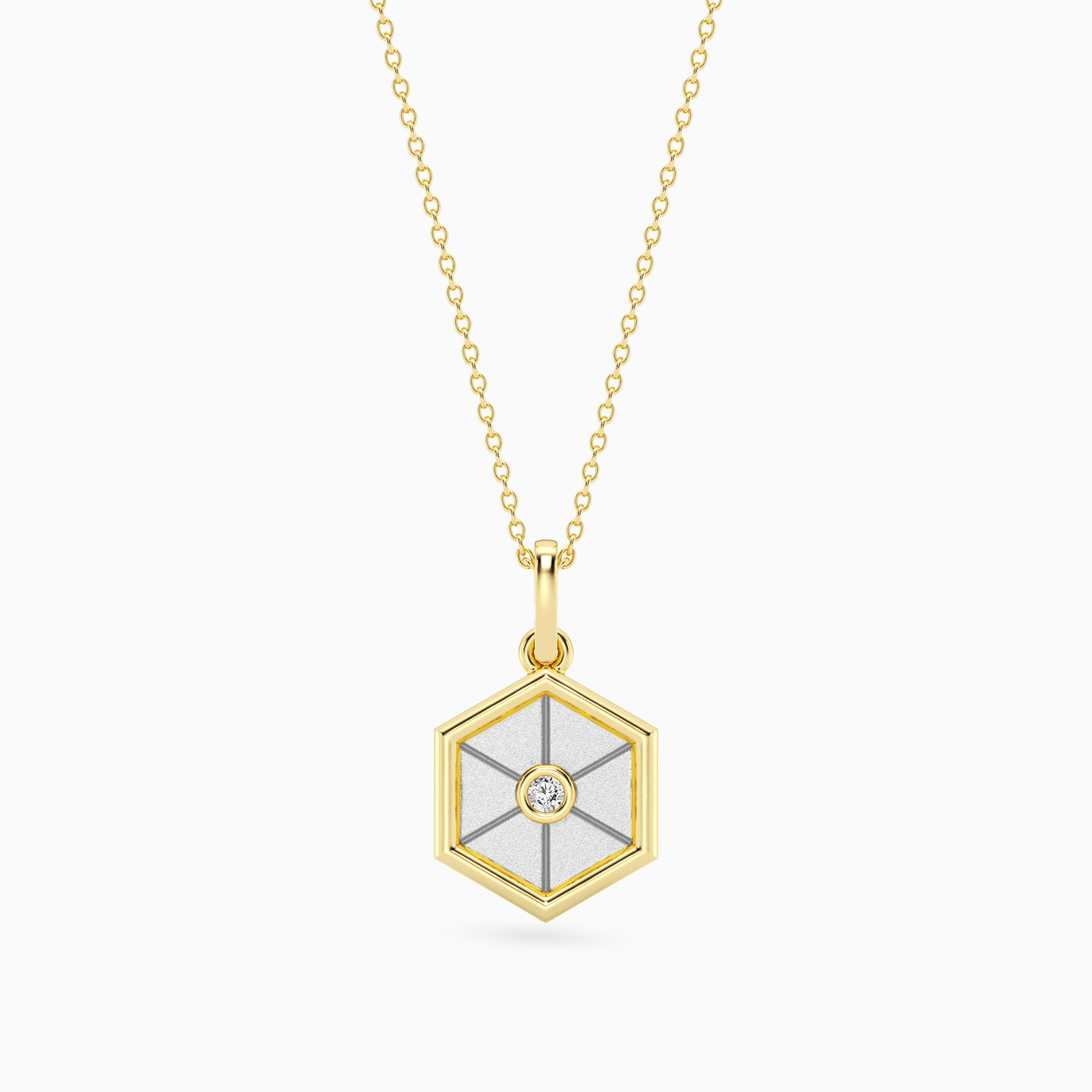 Hexagon Lab Grown Diamonds Gold Plated Necklace - 3 Hexagon Lab Grown Diamonds Gold Plated Necklace - 3
