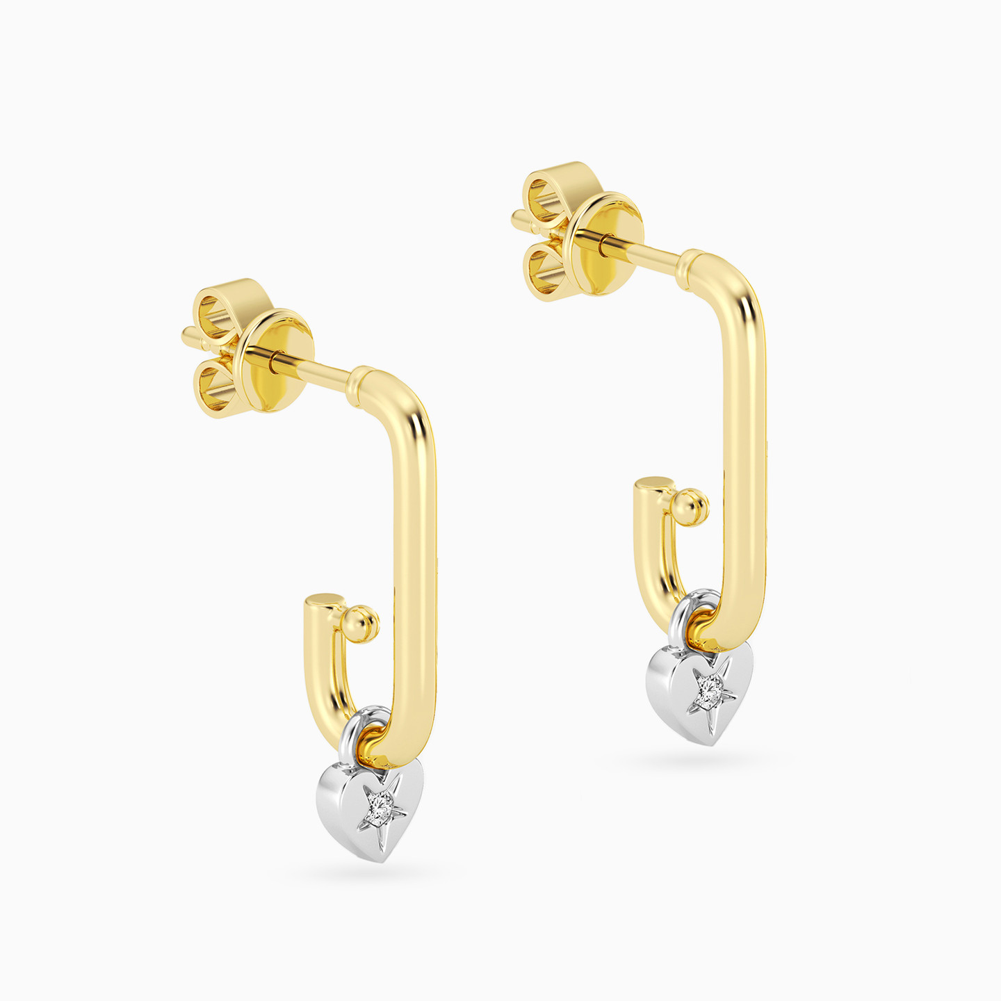 Heart Lab Grown Diamonds Gold Plated Stud Earrings - 3 Heart Lab Grown Diamonds Gold Plated Stud Earrings - 3