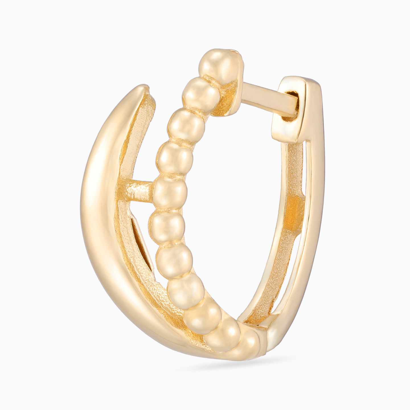 Beaded Hoop Earrings in 21K Gold - 7 Beaded Hoop Earrings in 21K Gold - 7