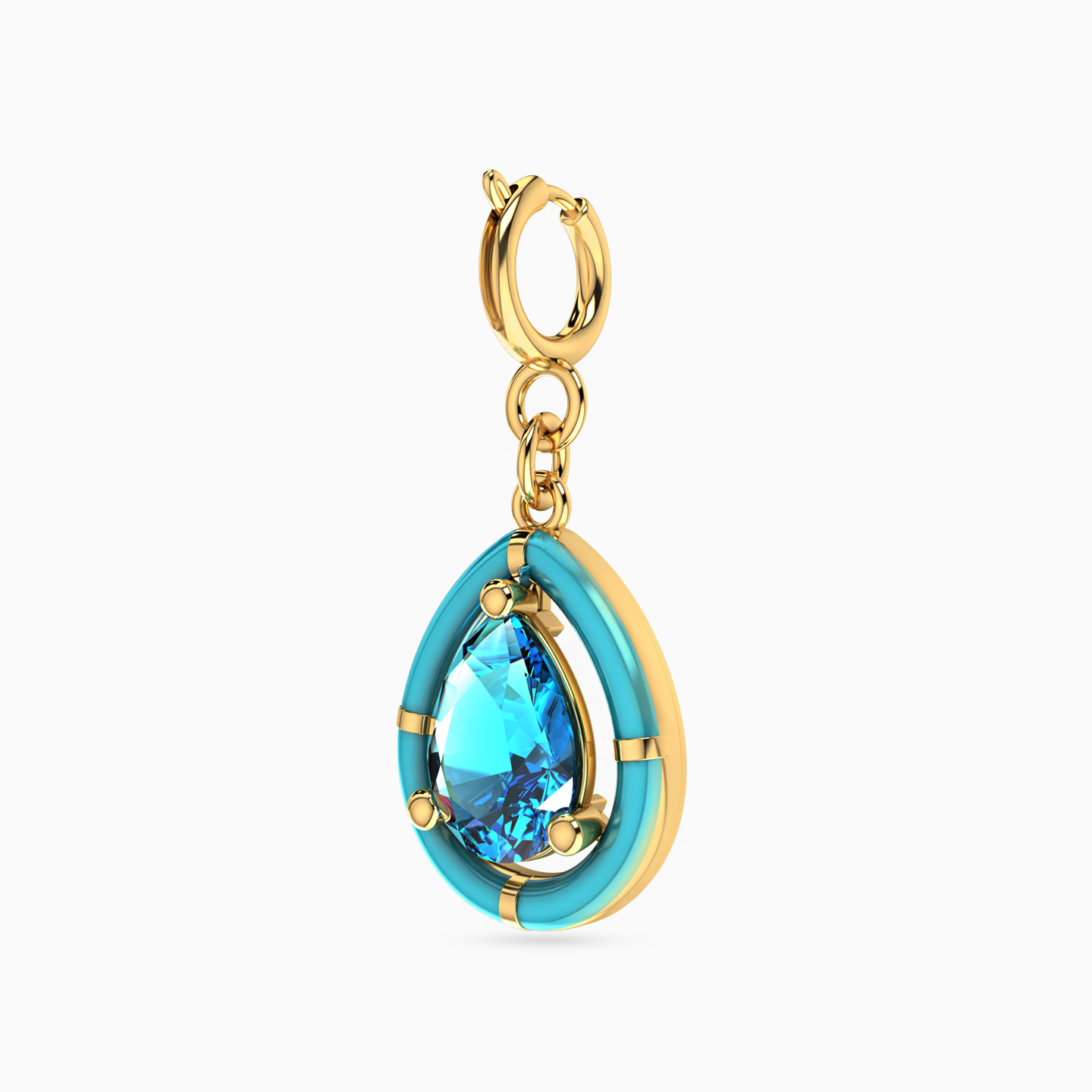 Pear Colored Stones Charm in 18K Gold - 2 Pear Colored Stones Charm in 18K Gold - 2