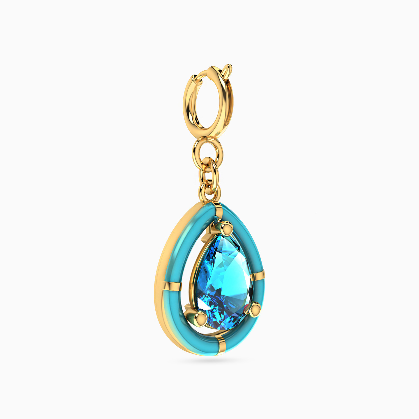 Pear Colored Stones Charm in 18K Gold - 3 Pear Colored Stones Charm in 18K Gold - 3