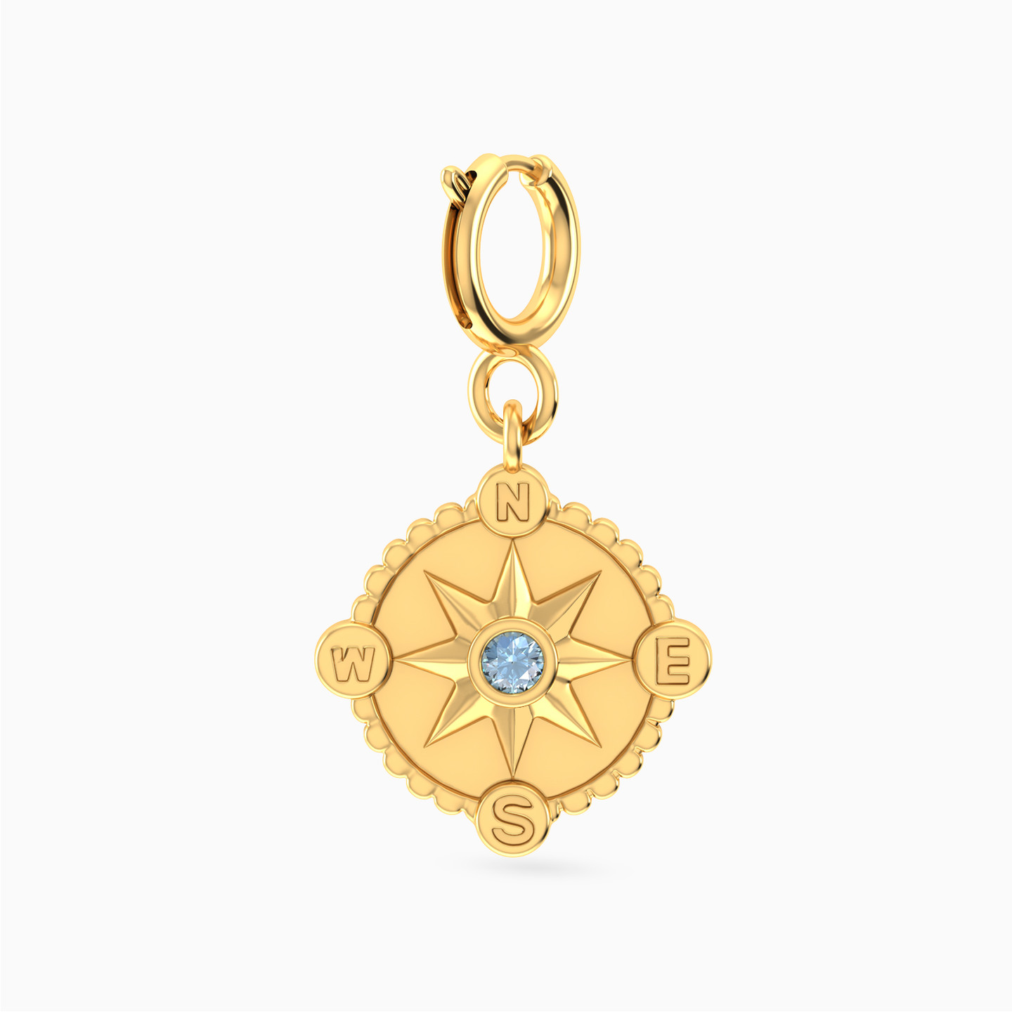 Compass Colored Stones Charm in 18K Gold - 2 Compass Colored Stones Charm in 18K Gold - 2