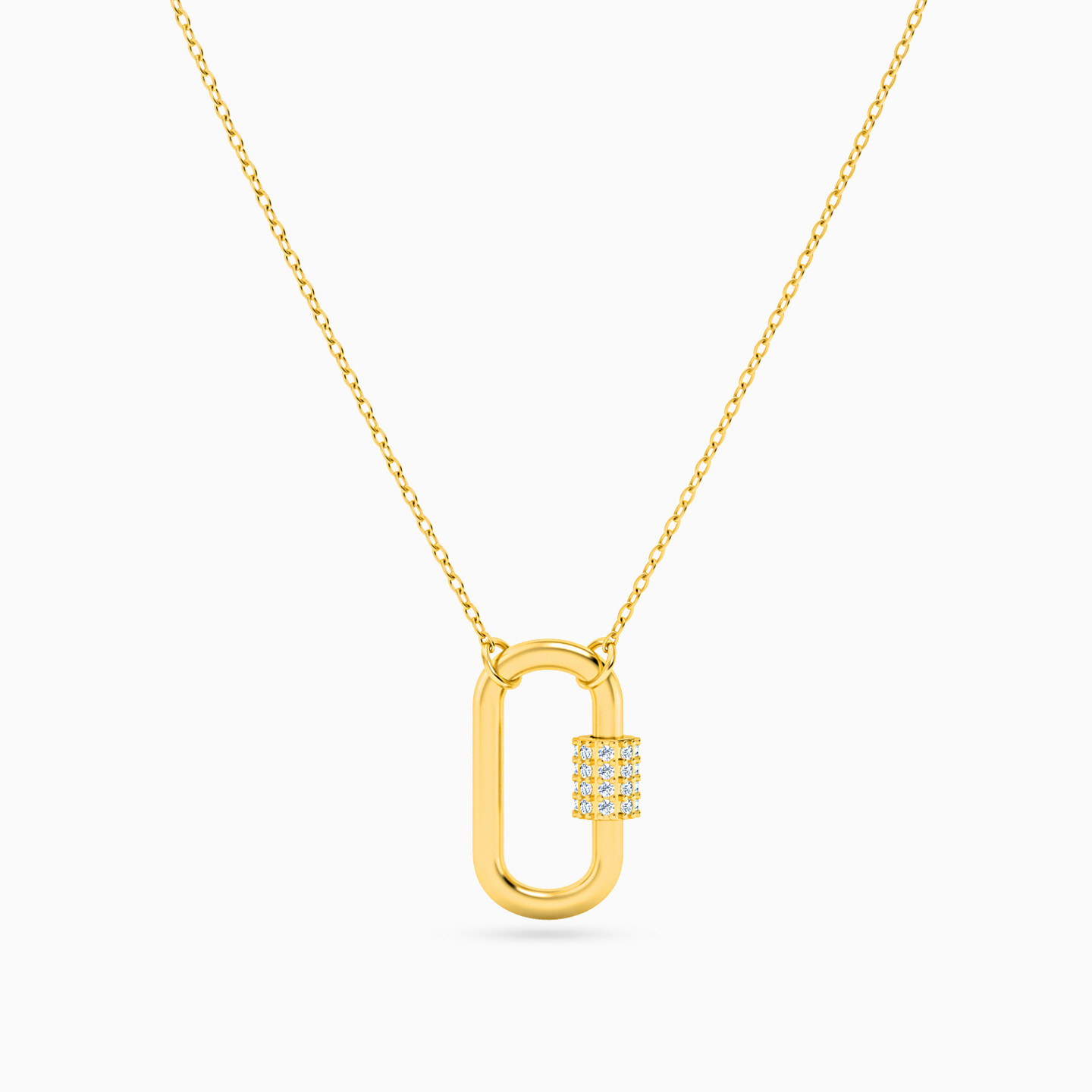 Oval Diamonds Necklace in 18K Gold - 3 Oval Diamonds Necklace in 18K Gold - 3