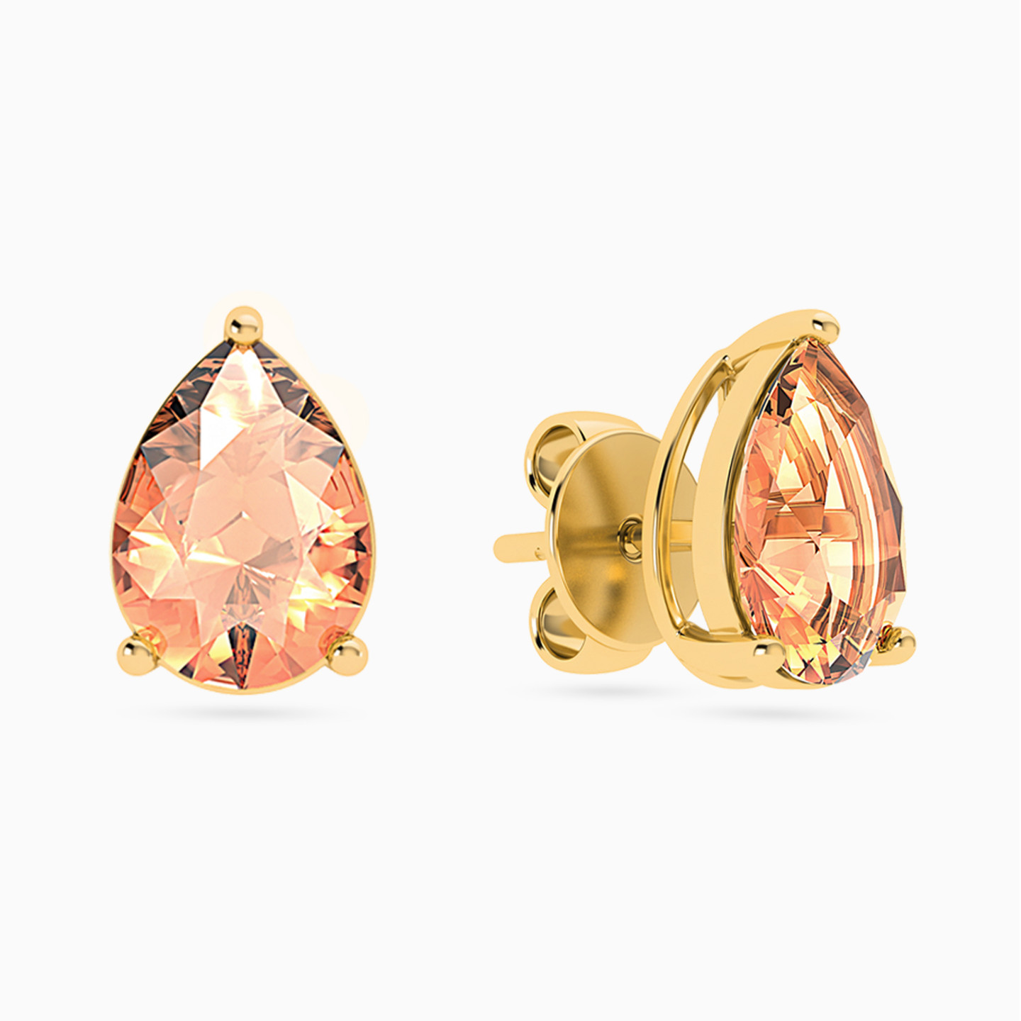 18K Gold Colored Stones Stud Earrings - 2