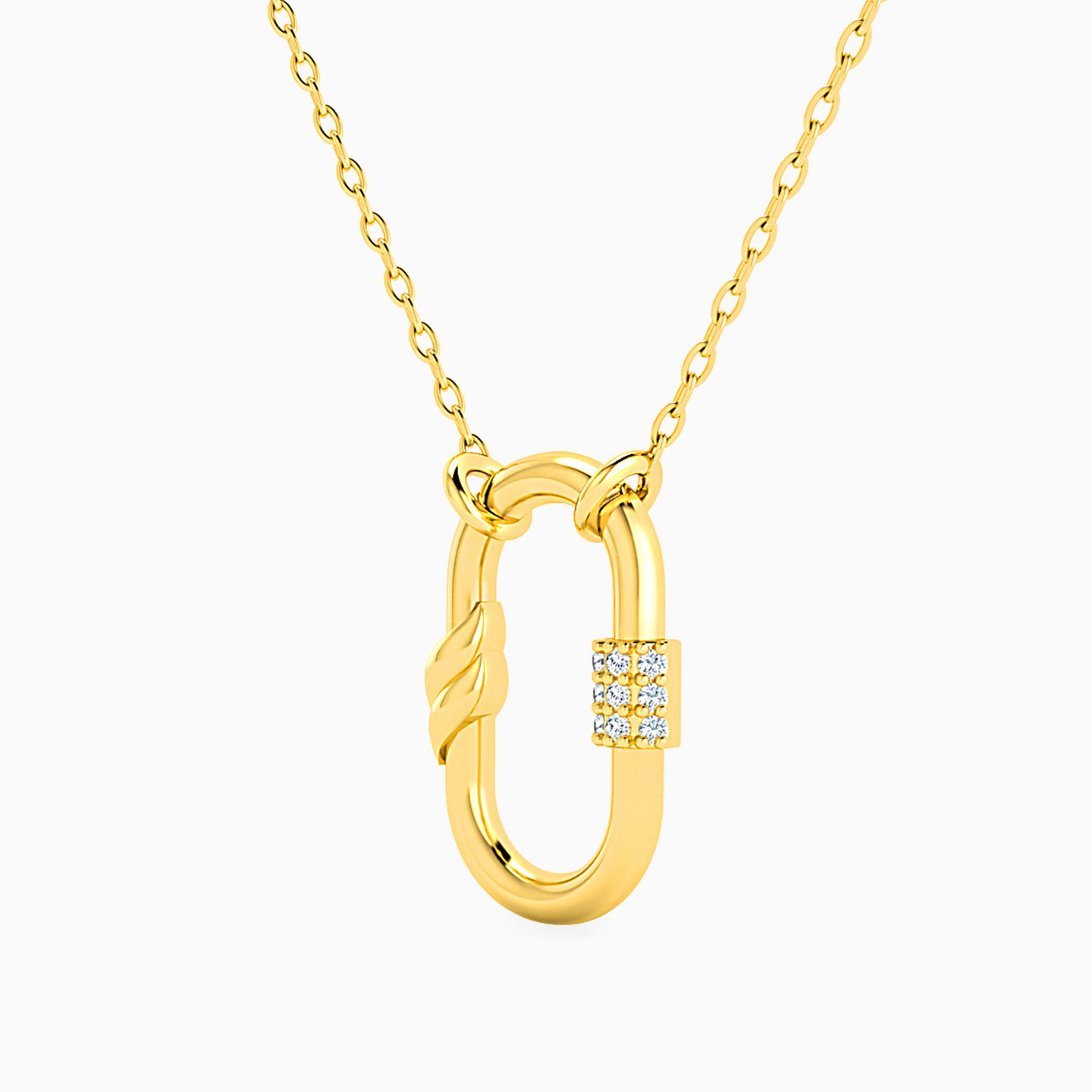 Oval Diamonds Necklace in 18K Gold - 2 Oval Diamonds Necklace in 18K Gold - 2