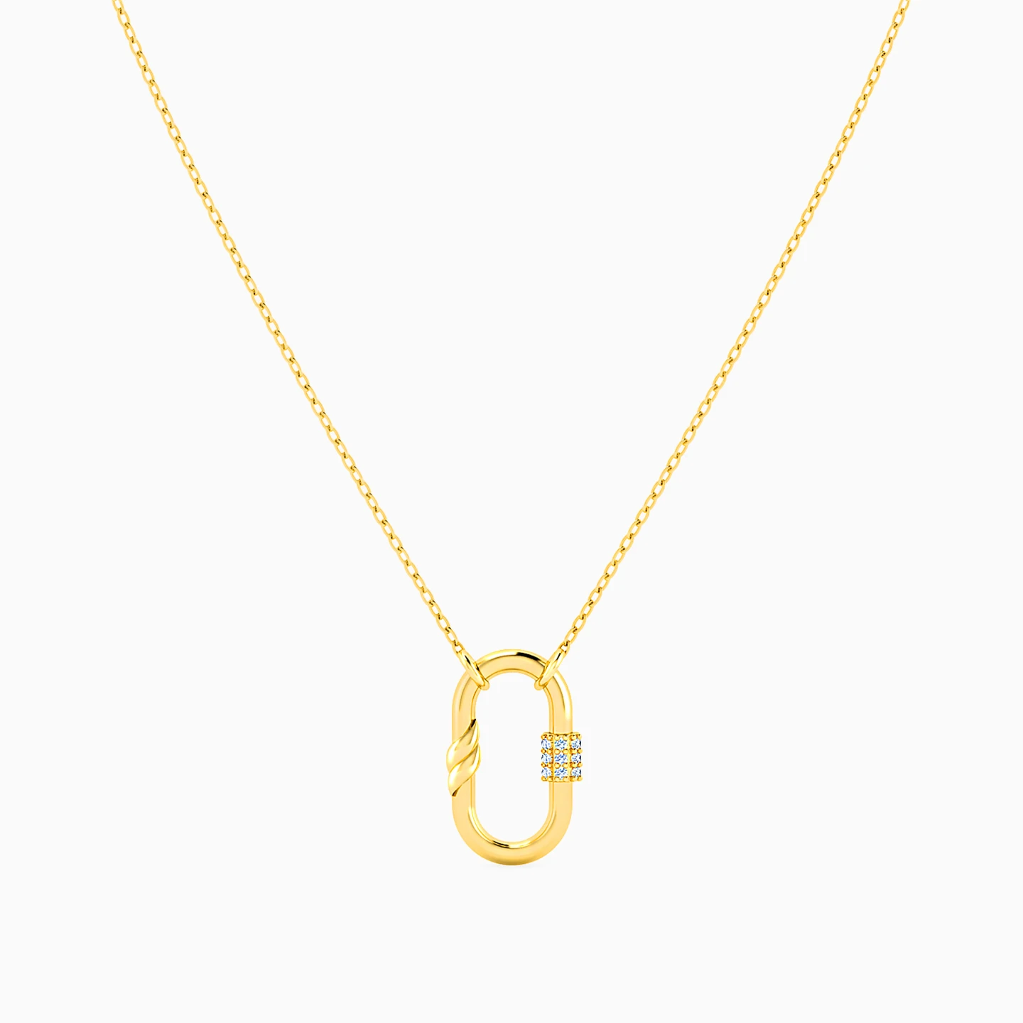Oval Diamonds Necklace in 18K Gold - 3 Oval Diamonds Necklace in 18K Gold - 3