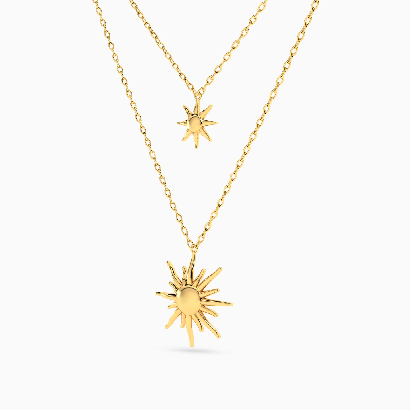 Sun Layered Necklace in 18K Gold - 4 Sun Layered Necklace in 18K Gold - 4