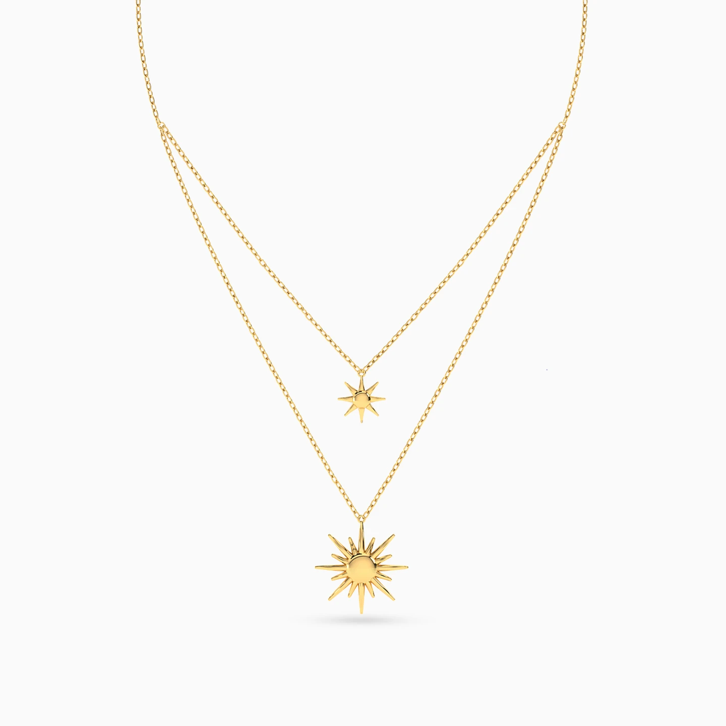 Sun Layered Necklace in 18K Gold - 7 Sun Layered Necklace in 18K Gold - 7