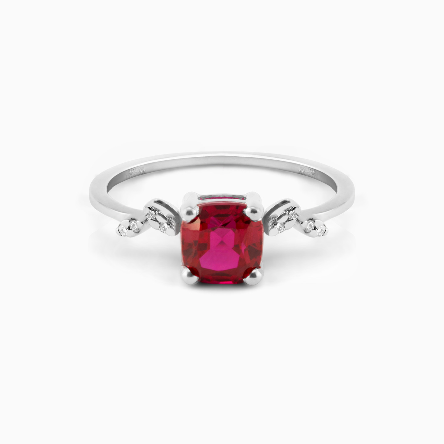 Square Diamond & Red Stone Ring in 18K Gold Square Diamond & Red Stone Ring in 18K Gold