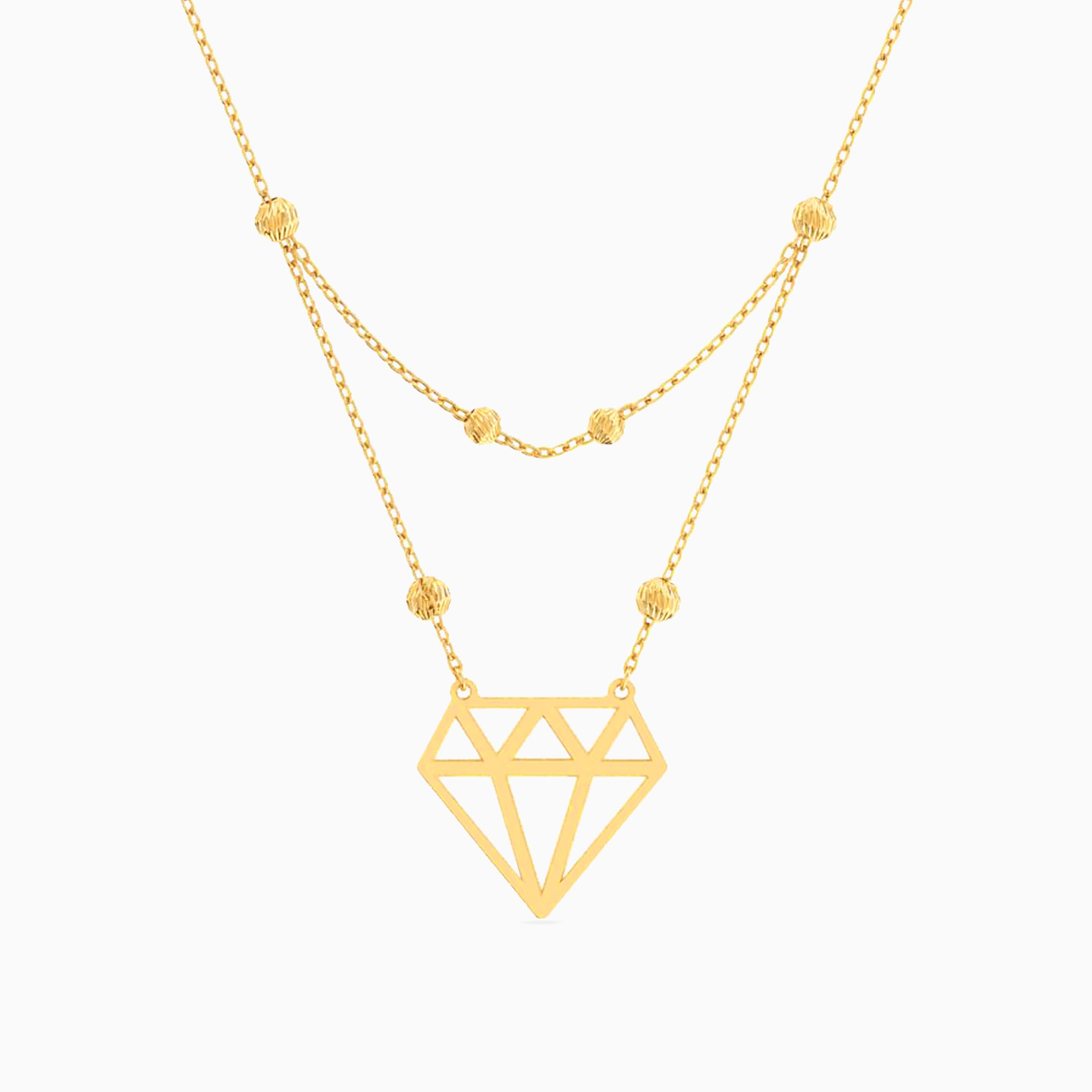 Gem Layered Necklace in 18K Gold - 2 Gem Layered Necklace in 18K Gold - 2