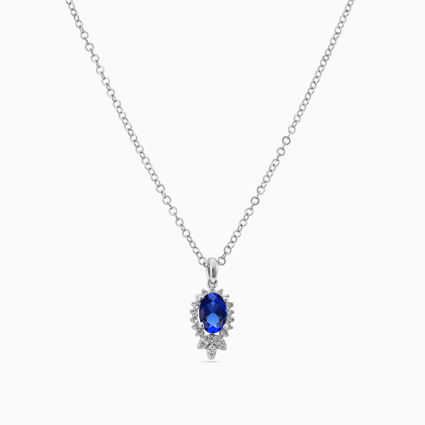 Pear Diamond & Blue Stone Necklace in 18K Gold - 3 Pear Diamond & Blue Stone Necklace in 18K Gold - 3