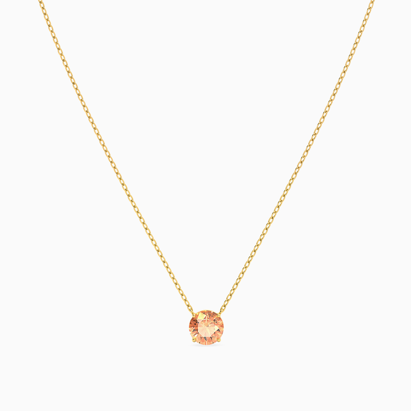 Circle Orange Stone Necklace in 18K Gold - 3 Circle Orange Stone Necklace in 18K Gold - 3