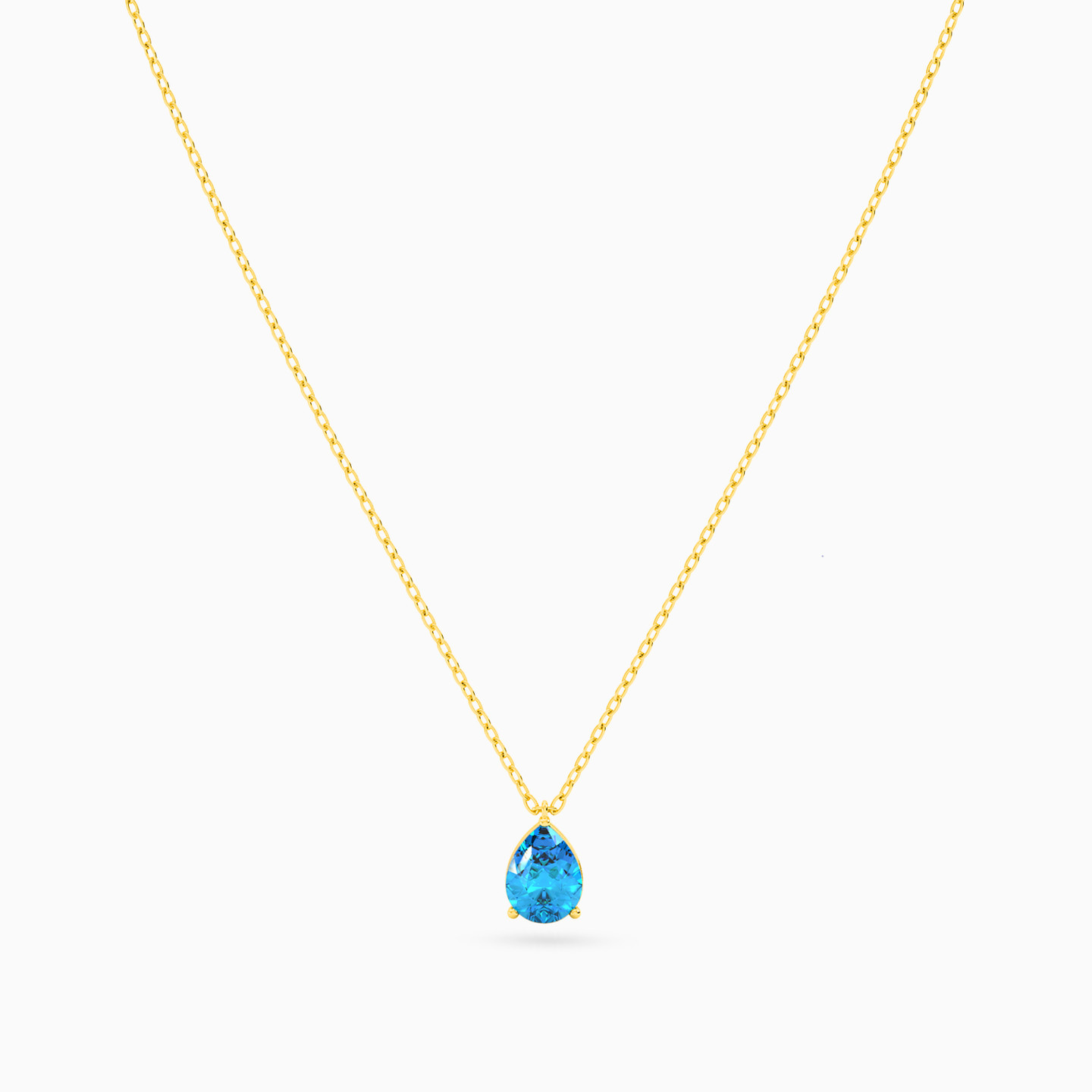 Pear Colored Stones Necklace in 18K Gold - 3 Pear Colored Stones Necklace in 18K Gold - 3