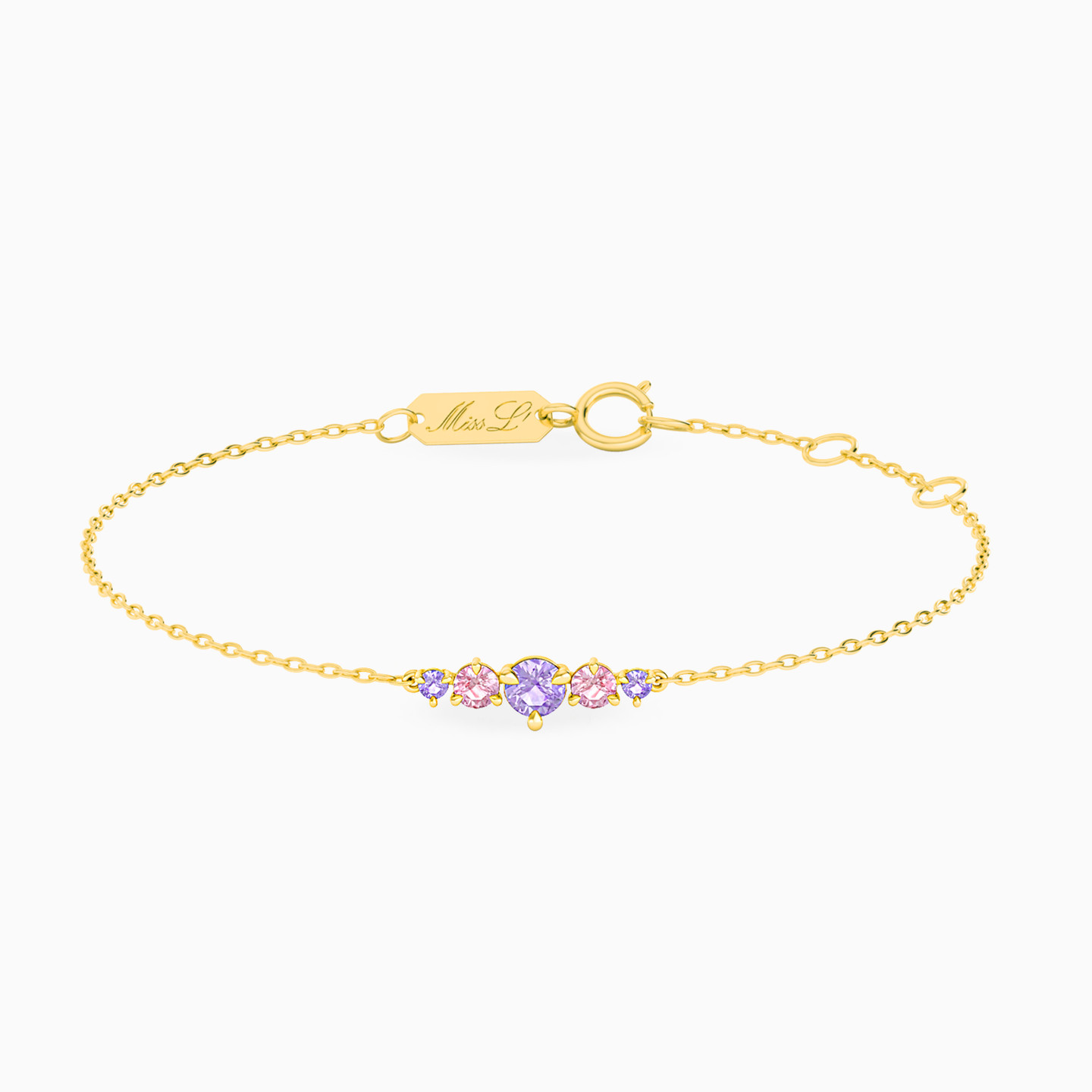 Circle Colored Stones Chain Bracelet in 18K Gold Circle Colored Stones Chain Bracelet in 18K Gold