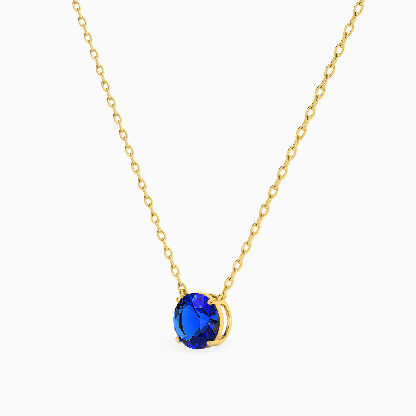 Circle Blue Stone Necklace in 18K Gold - 2 Circle Blue Stone Necklace in 18K Gold - 2