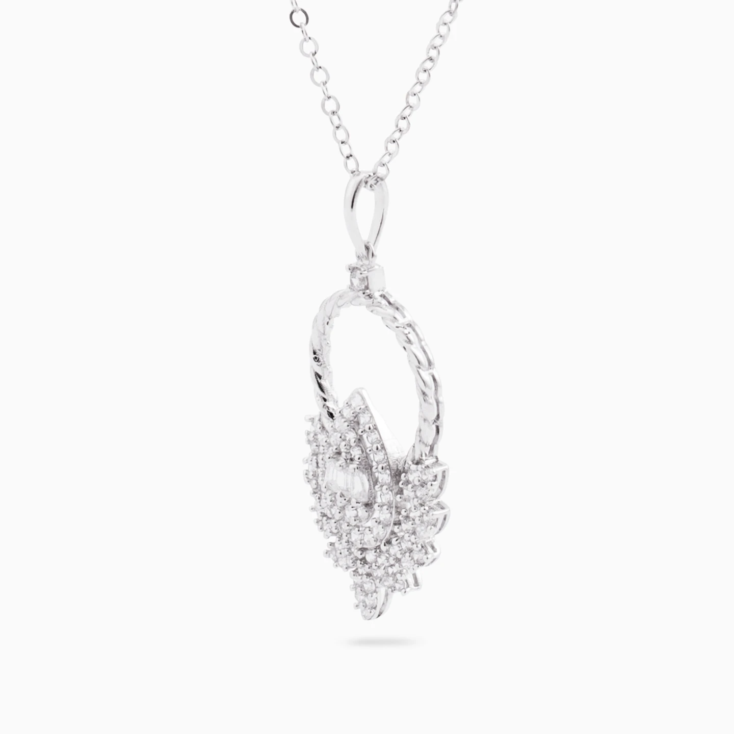 Leaf Cubic Zirconia Necklace in 18K Gold - 2 Leaf Cubic Zirconia Necklace in 18K Gold - 2